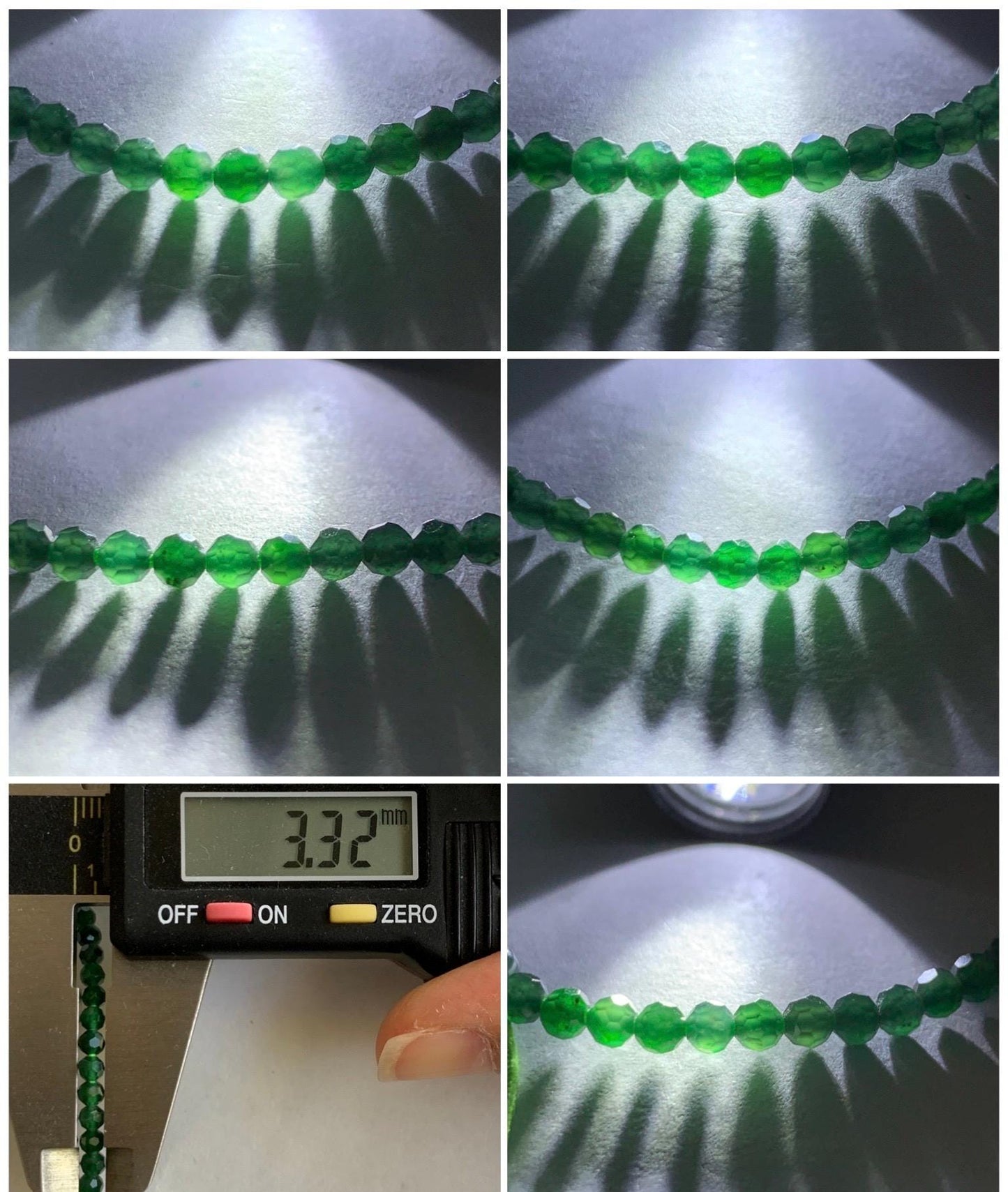 Natural Grade A Guatemalan Icy Translucent Green Jade Jadeite Petite Faceted Beads Beaded Bracelet 7” 4g 天然冰危绿翡翠小卡切割面珠手串XWQ220B