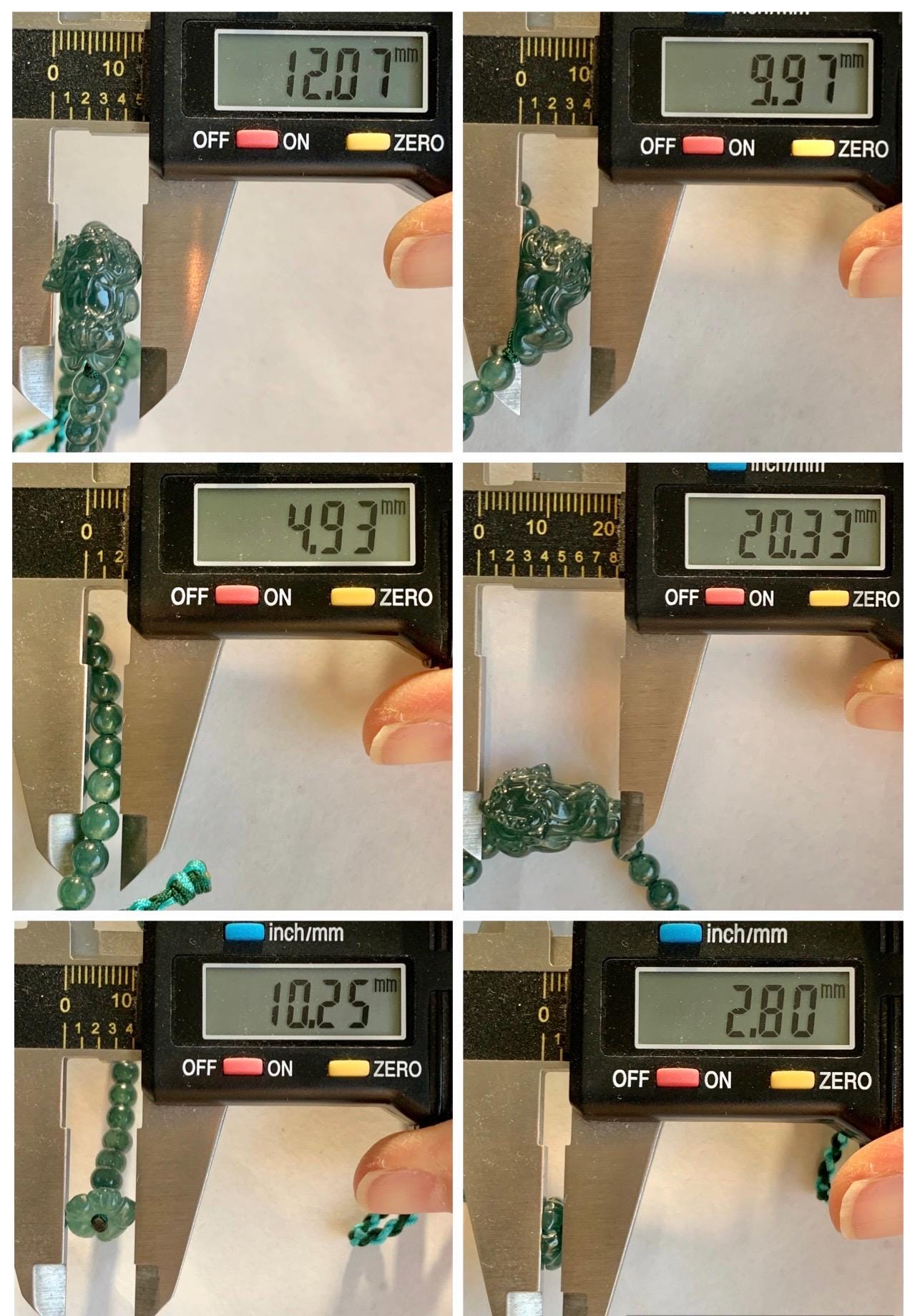 Natural Grade A Guatemalan Icy Translucent Dark Teal Green Jadeite Dancing Lion Beaded Bracelet Adjustable 6.25”-7.5” 天然冰危蓝绿翡翠摆烂小醒狮手串 BLS