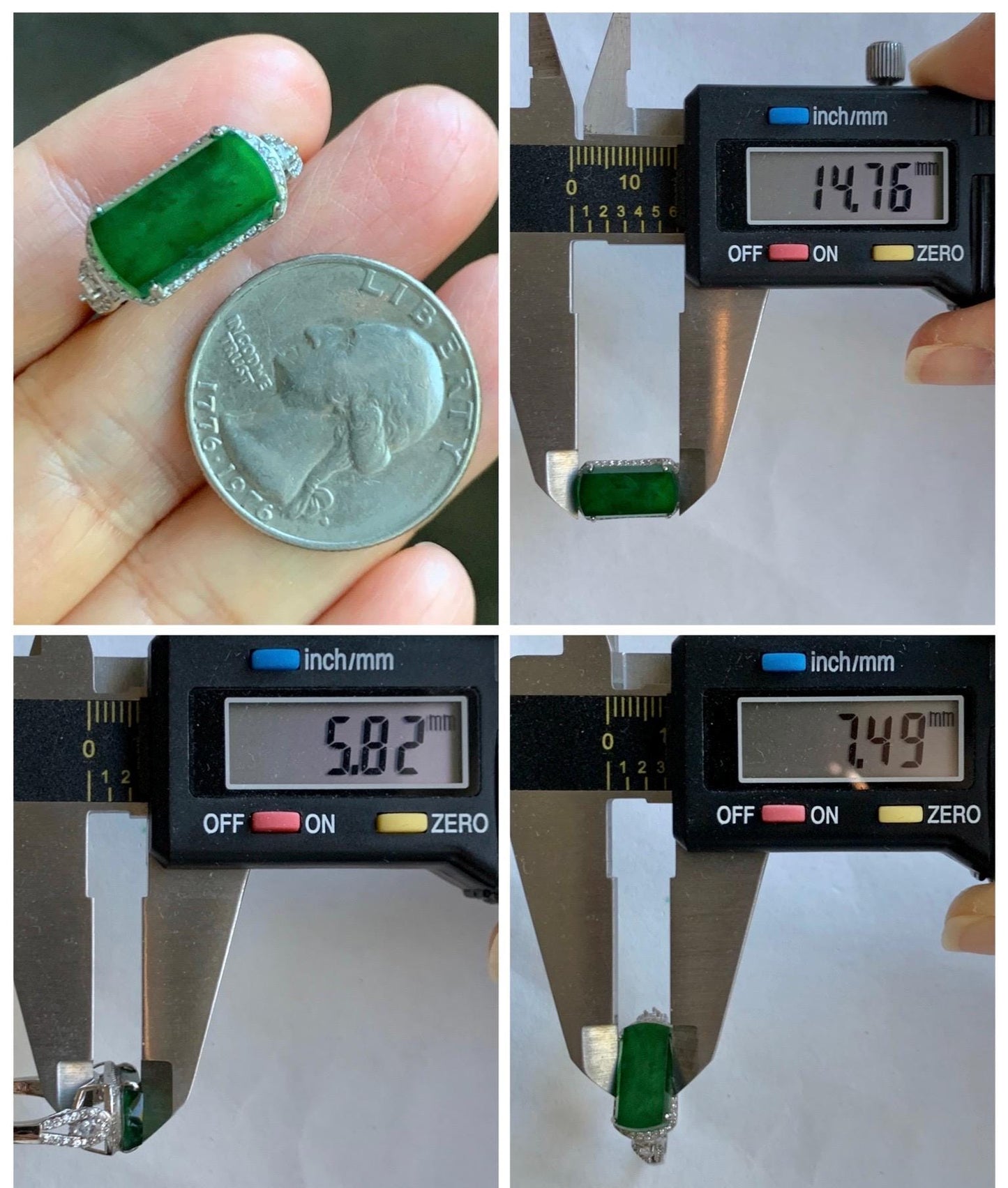 Natural Grade A Guatemalan Icy Highly Translucent Vibrant Green Jade Jadeite Saddle Ring Sterling Silver Adjustable 天然冰危绿翡翠马鞍银镶戒指 WLA248A