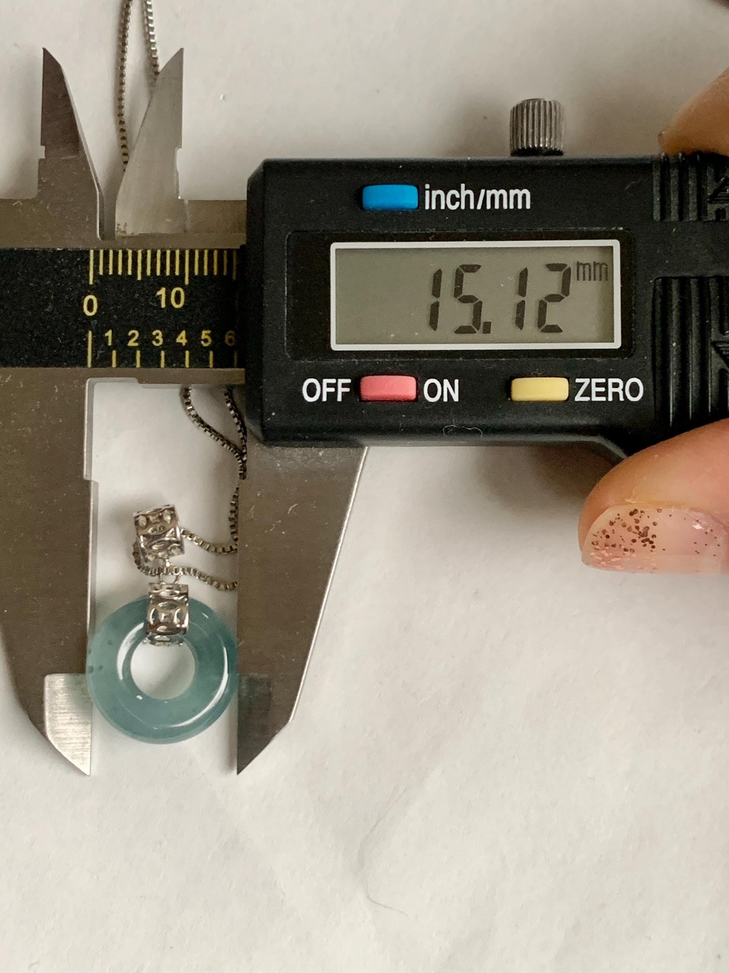 Natural Grade A Guatemalan Icy Translucent Dark Teal Blue Jade Jadeite Ping An Kou Donut Pendant Sterling Silver 天然冰胶危蓝翡翠平安扣吊坠 WTQ85