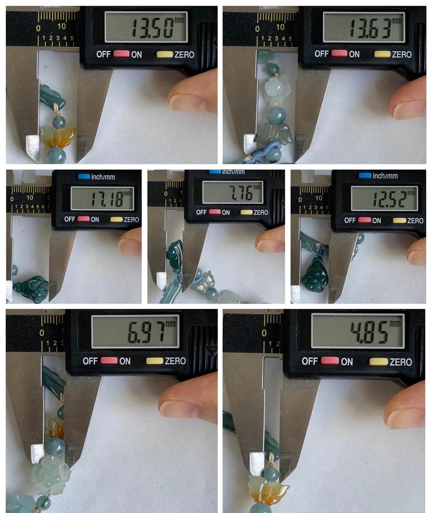 Natural Grade A Guatemalan Icy Teal Blue Jade Jadeite Cuff & Multicolored Lotus Flowers Beaded Rope Bracelet 7.5” 天然冰危翡翠半镯繁花似锦手串 WBZ313