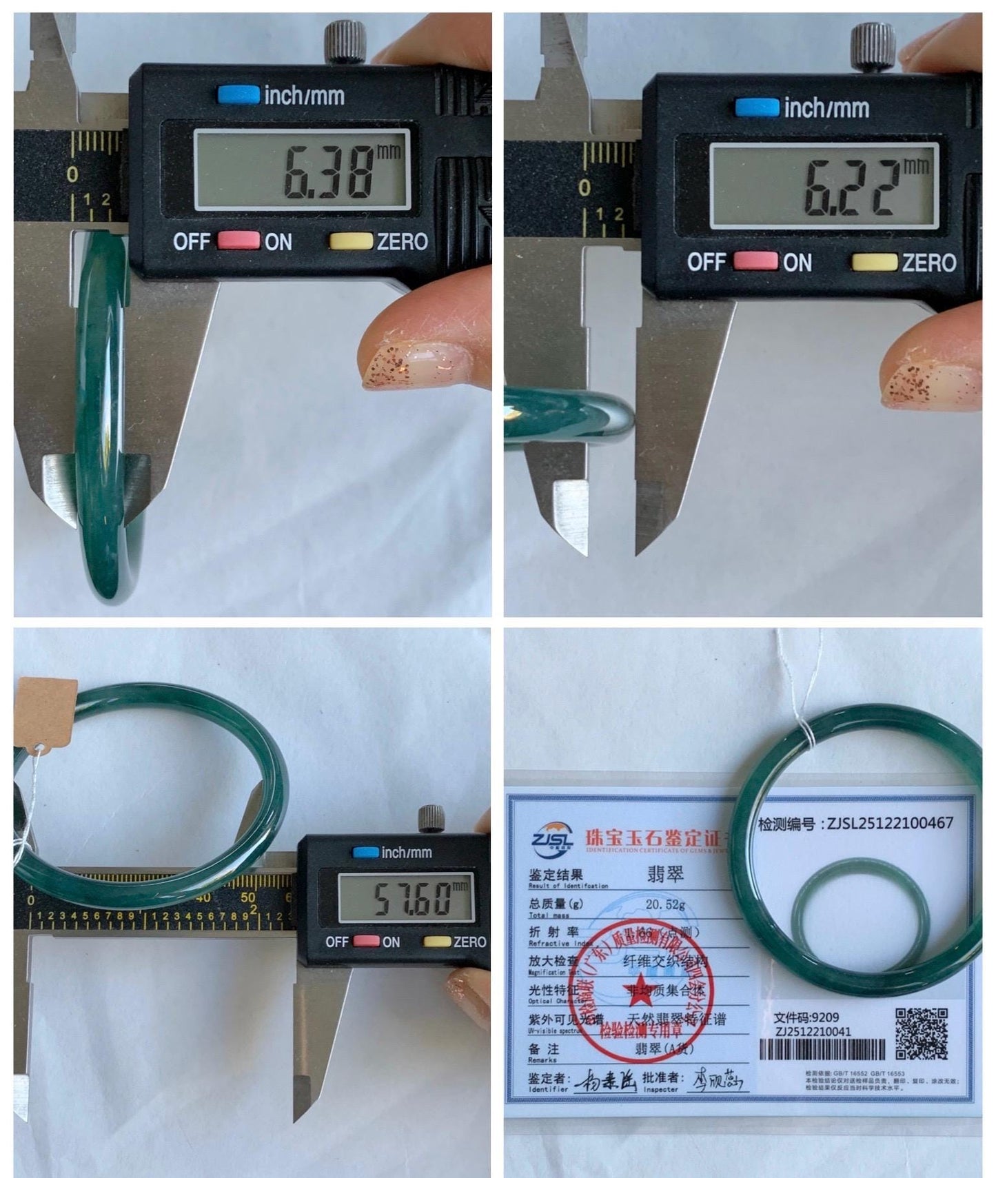 Certified Natural Grade A Guatemalan Icy Translucent Intense Teal Blue Jade Jadeite Bangle Bracelet 57.6mm 7.12” 20.5g 天然冰胶危深蓝绿翡翠细圆条手镯 467