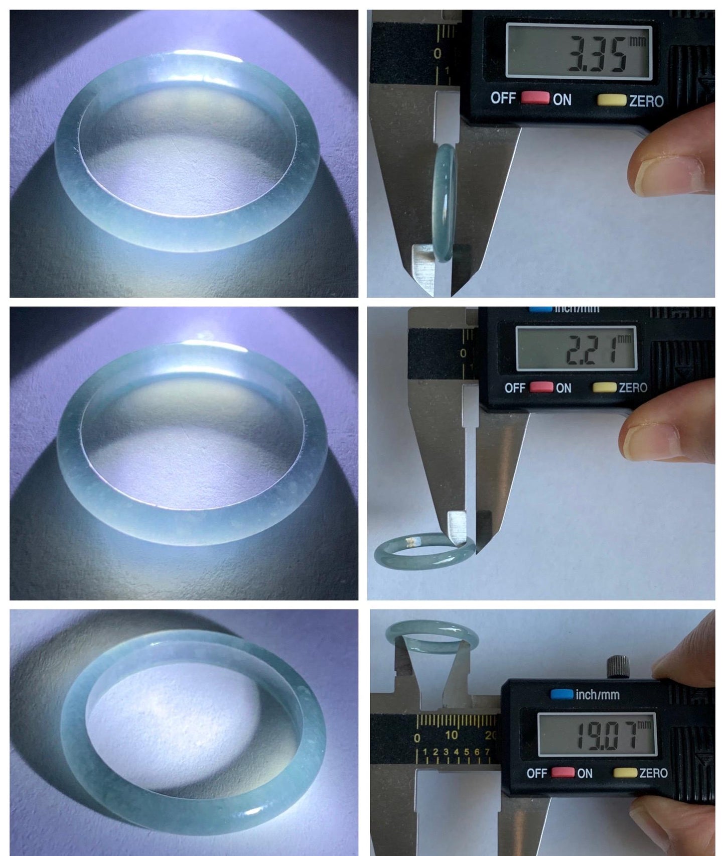 Natural Grade A Guatemalan Icy Highly Translucent Pastel Blue Jade Jadeite Band Ring Size 9 US 天然冰危起光浅蓝翡翠戒圈 WXLS55