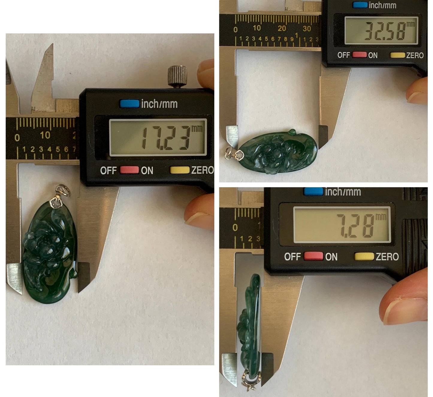 Natural Type A Guatemalan Icy Translucent Dark Teal Green Marbled Jade Jadeite Lotus Flower Fish Pendant Sterling Silver 天然冰危蓝绿翡翠荷花鱼吊坠WLY192