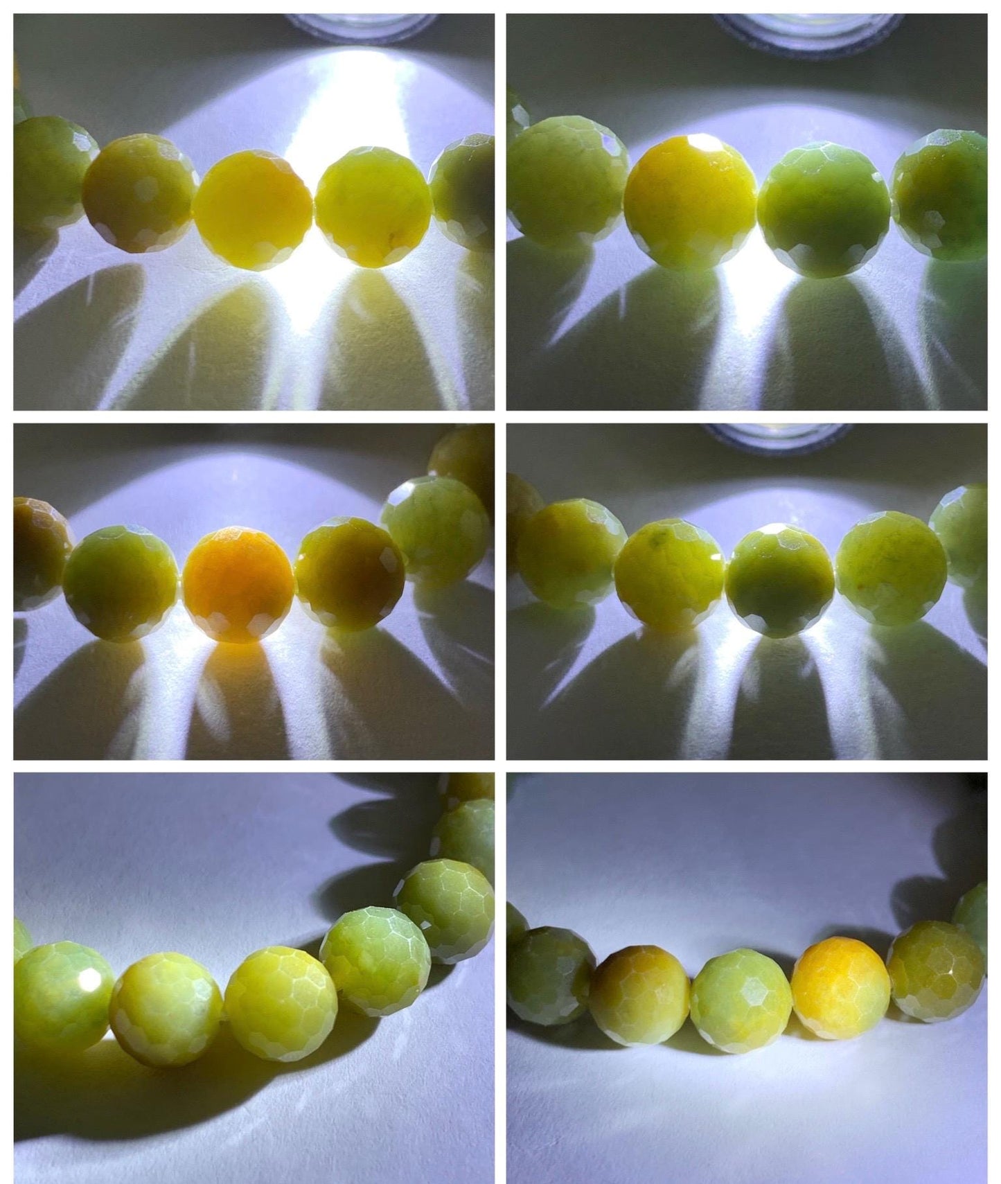 Natural Guatemalan Grade A Icy Translucent Dark Yellow Faceted Jade Jadeite Beaded Bracelet 8.3mm 7" 20g 天然冰危深黄翡翠切割面圆珠手串 WHQ120B