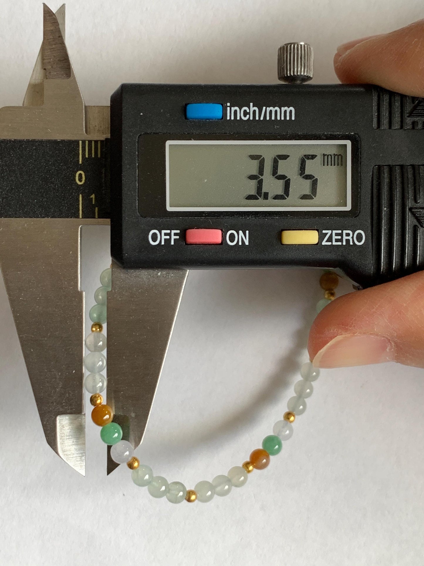 Petite Natural Grade A Icy Highly Translucent Multicolored Jade Jadeite Beads Sterling Silver Beaded Bracelet 6.5”-7.5” 天然冰多宝翡翠小珠手串 MXB550A