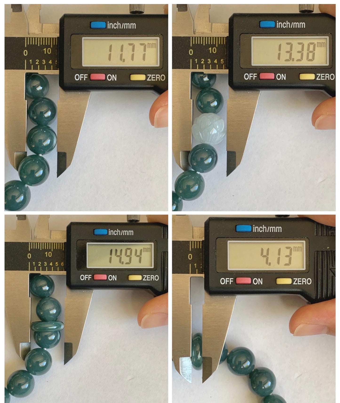 Natural Grade A Guatemalan Icy Translucent Dark Blue Jade Jadeite Lotus Flower Bead Beaded Bracelet 7.25” 48g 天然冰危深蓝翡翠莲花珠圆珠手串 WLL220