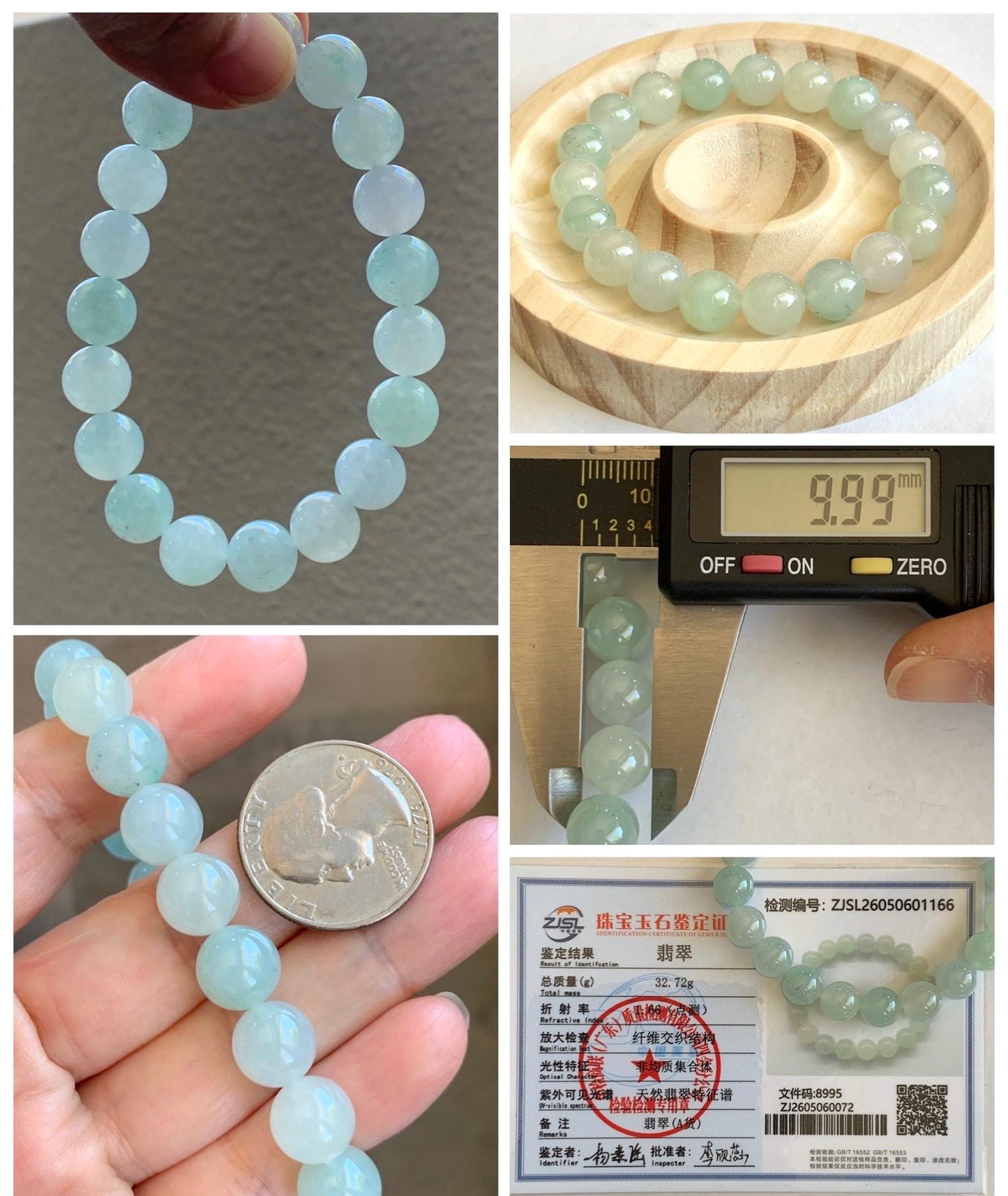 Certified Natural Grade A Icy Translucent Pastel Multicolored Jade Jadeite Beads Beaded Bracelet Stretchy 10mm 7” 32.7g 天然冰胶浅多宝翡翠大卡手串 1166