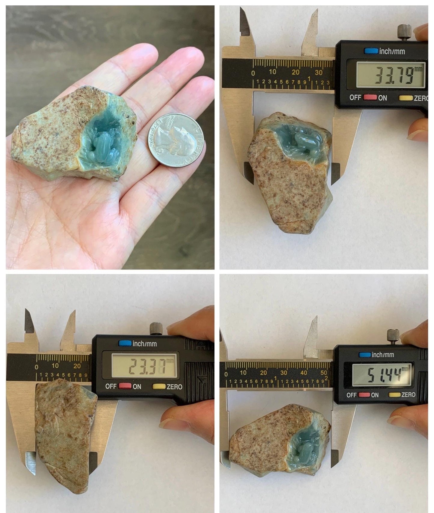 Grade A Natural Guatemalan Dusty Blue Jade Jadeite with Brown Rind Frog Carved Rock Tea Pet Pal Home Decor Book End 70g 天然冰危翡翠皮壳料青蛙茶宠 WLC125