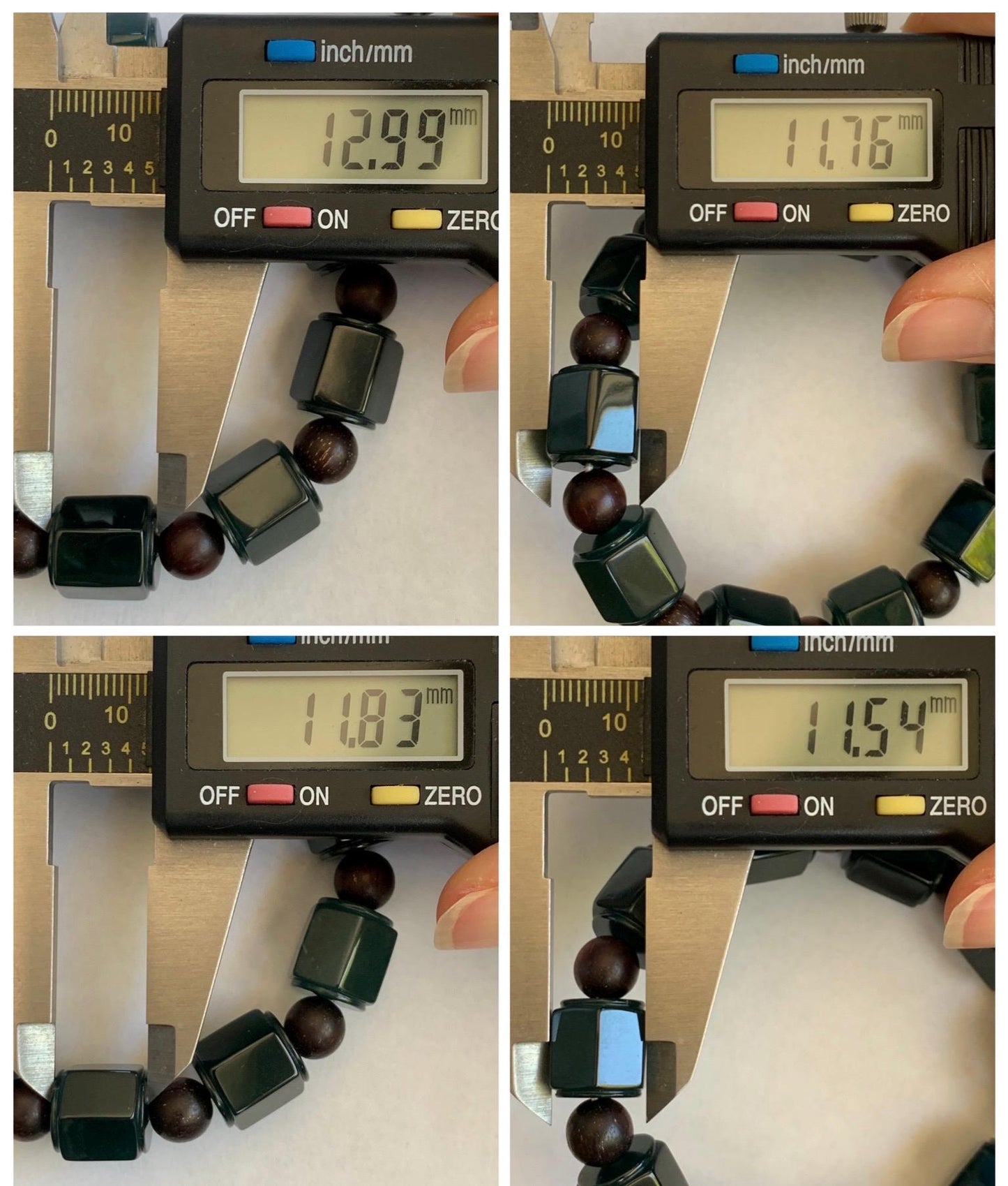 Natural Grade A Guatemalan Icy Translucent Dark Teal Blue Jade Jadeite Hexagon Barrel Beads Beaded Bracelet 7.5” 48g 天然冰胶危老蓝水翡翠六棱珠手串 WLL440