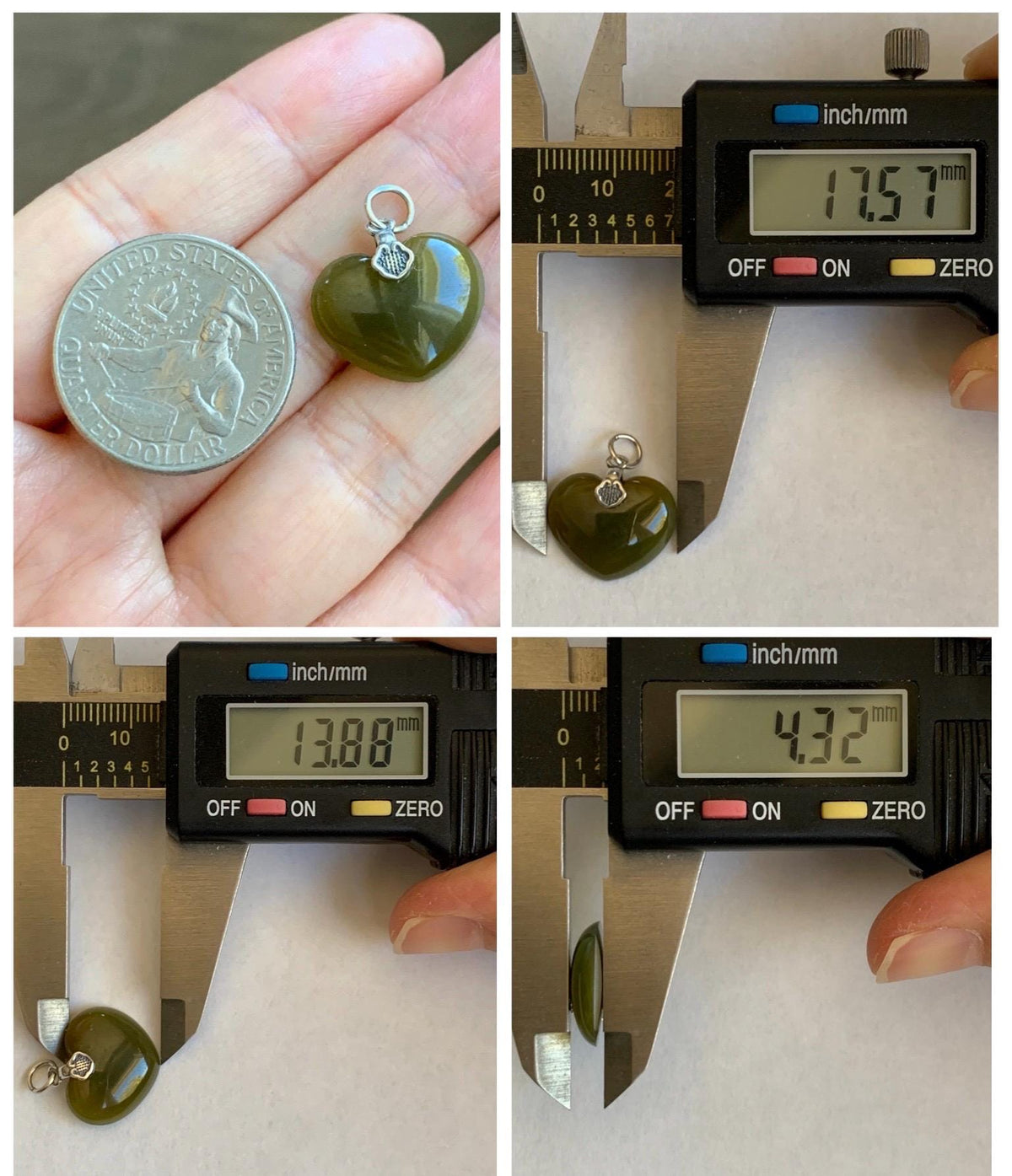 Natural Grade A Guatemalan Icy Translucent Deep Greenish Brown Jade Jadeite Heart Pendant Sterling Silver 2g 天然冰危深茶黄翡翠爱心吊坠 WCH70
