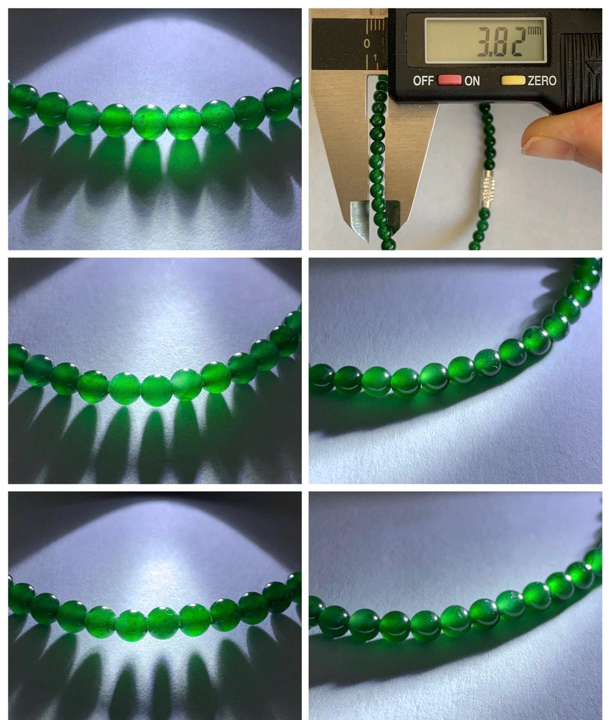 Natural Grade A Guatemalan Icy Translucent Rich Green Jade Jadeite Petite Beads Beaded Bracelet 7.25” 3.8mm 5g 天然冰危浓绿翡翠小卡圆珠手串 WLX380A