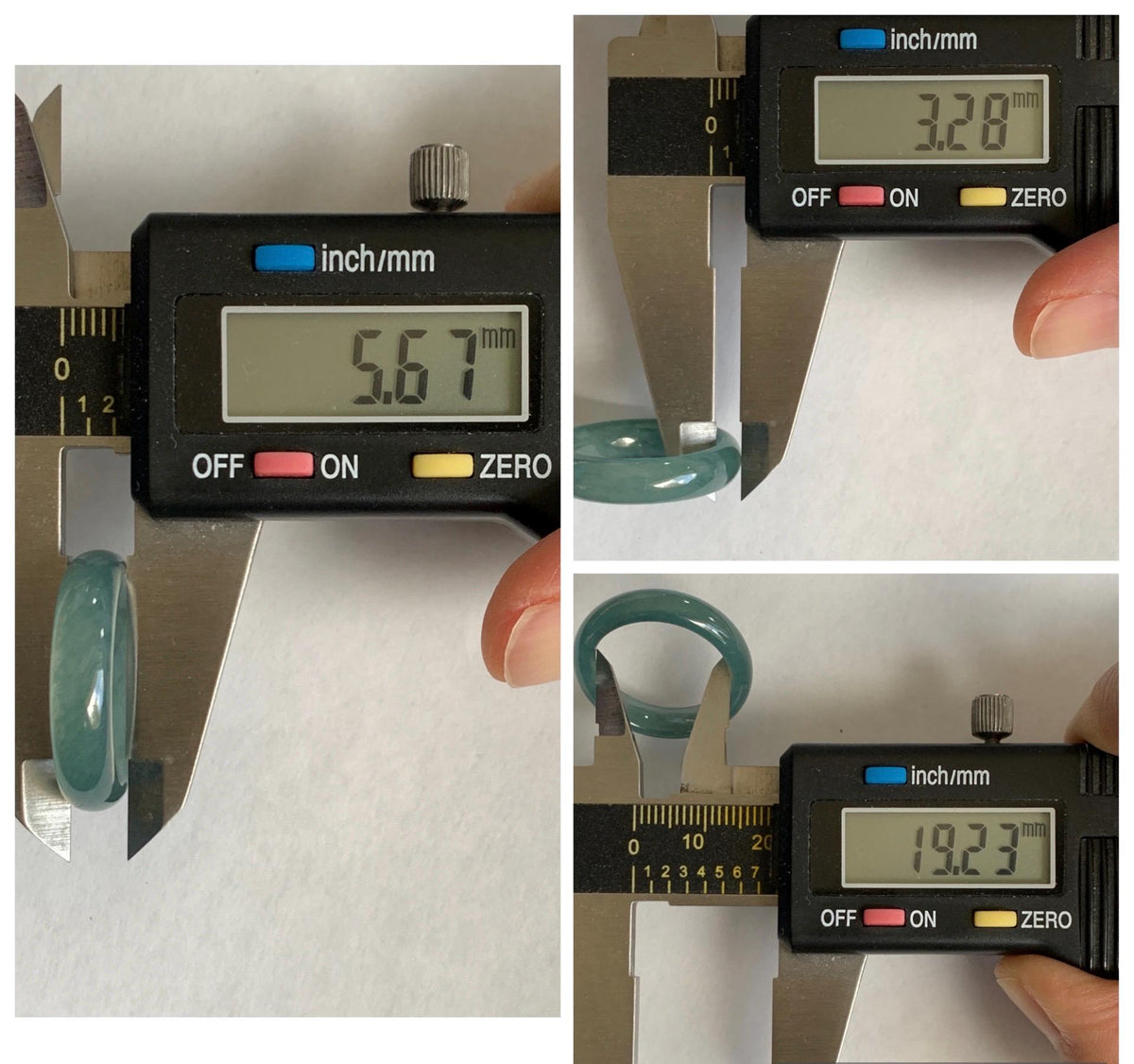 Natural Guatemalan Grade A Icy Translucent Teal Blue Jade Jadeite Jieyang Band Ring Comfort Fit Size 9.25 US 4g 天然冰胶危蓝翡翠揭阳工戒圈 WJY420A