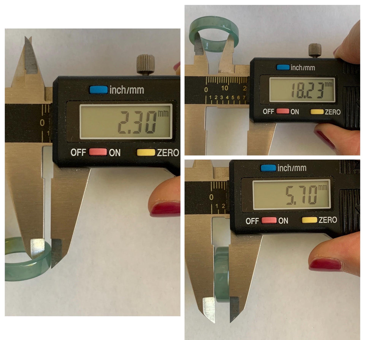 Natural Grade A Guatemalan Icy Translucent Dusty Teal Blue Yellow Marbled Jade Jadeite Square Edged Band Ring Size 8 US 天然冰危蓝黄翡翠角戒戒圈 WLH165A