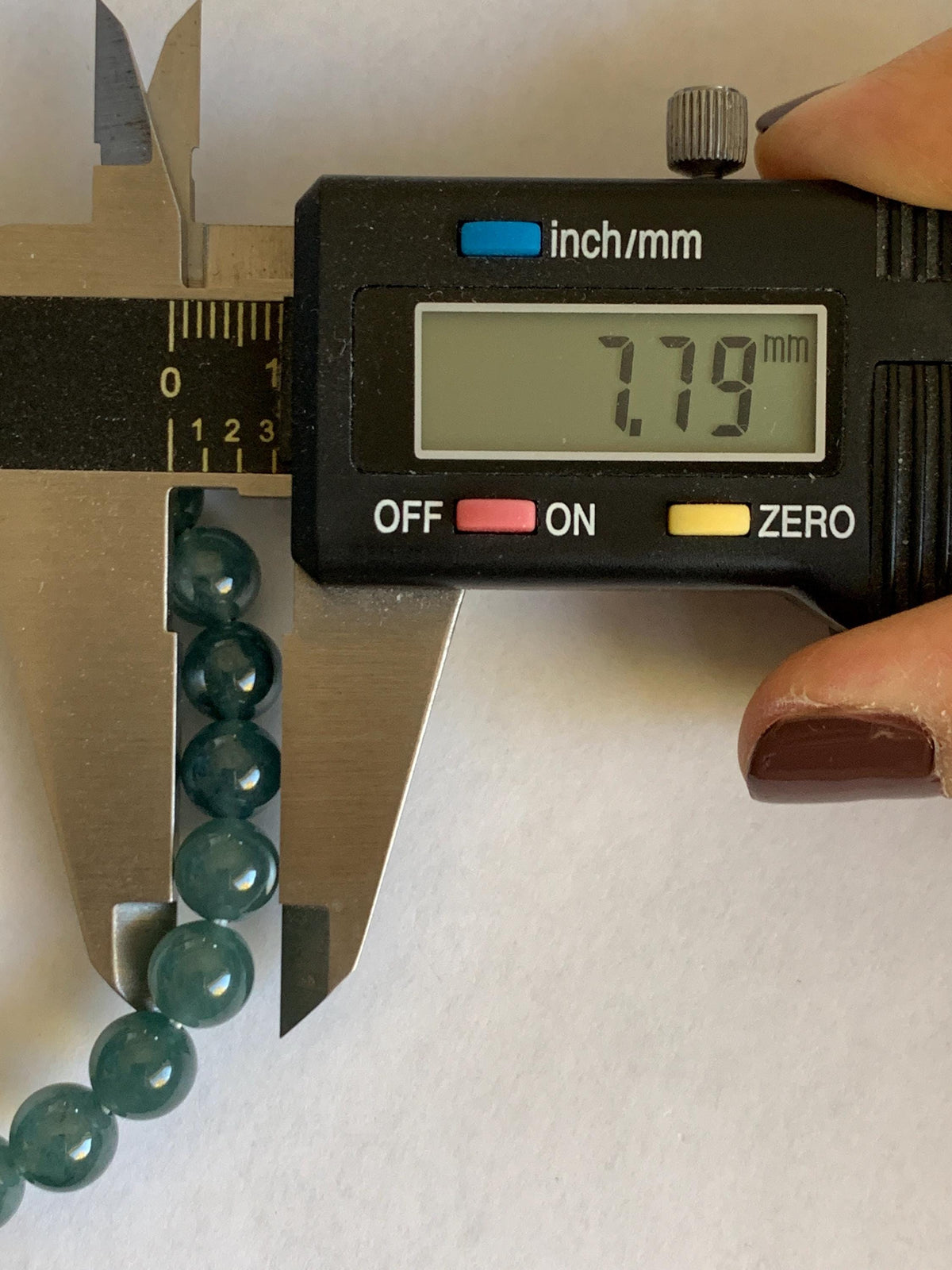 Natural Grade A Guatemalan Icy Translucent Dark Teal Blue Jade Jadeite Beaded Bracelet Stretchy 7.8mm 7” 19g 天然冰危深蓝绿翡翠圆珠手串 WXL154