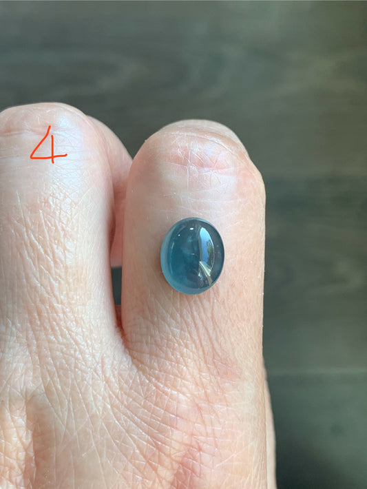 #4 - Natural Grade A Guatemalan Icy Blue Jade Jadeite Oval Cabochon Loose Stone
