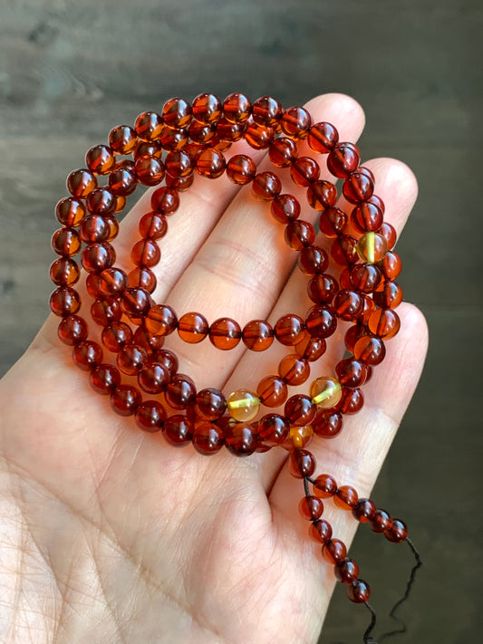 Certified Natural Amber Beads Long Strand Beaded Necklace 5.9-6mm 13g 24” 0870