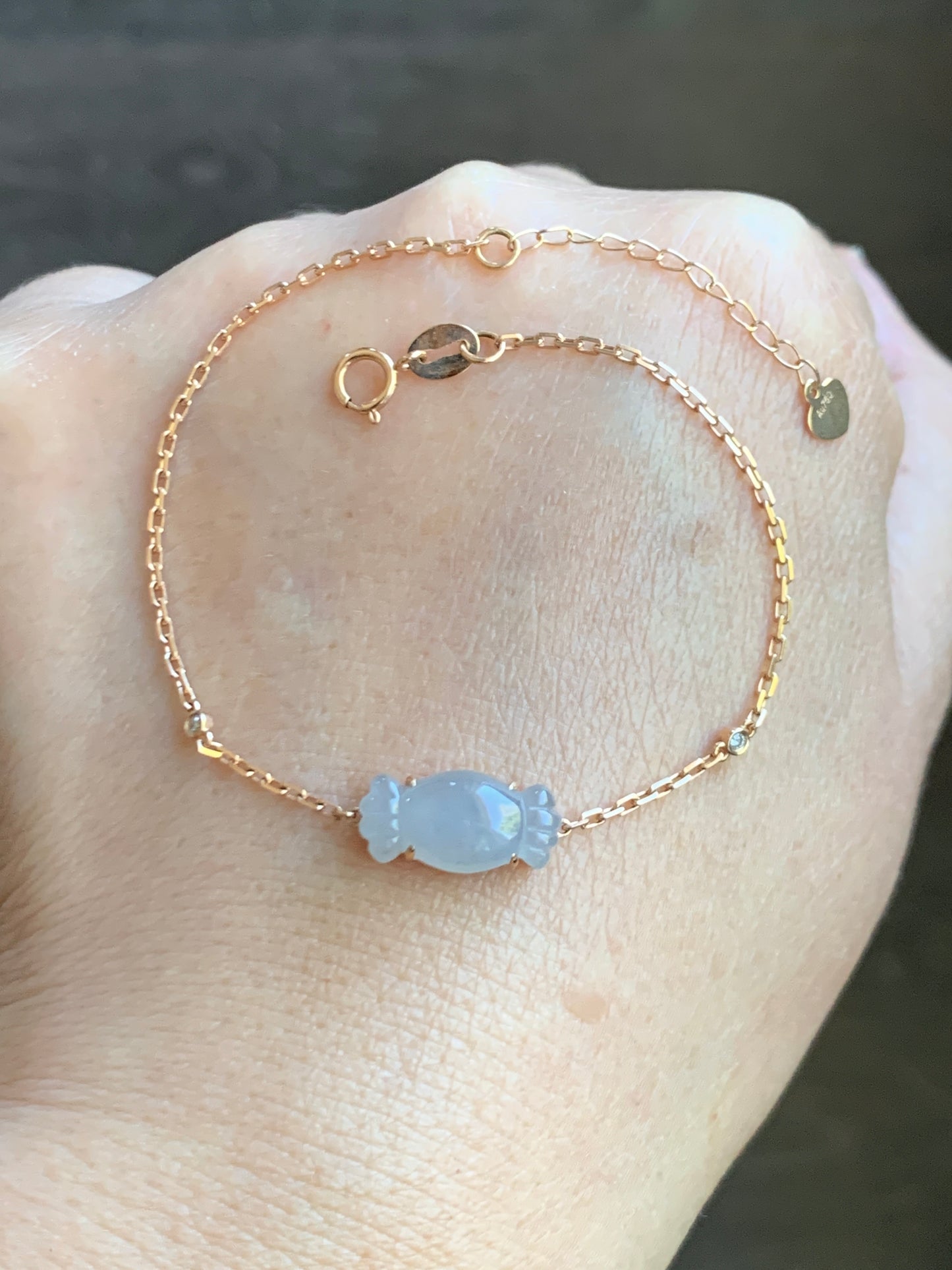 Certified Natural Grade A Icy Translucent Pastel Purple Jade Jadeite Candy Bracelet 18K Rose Gold Diamonds 6.25-7.25" 天然冰胶淡紫翡翠钻石镶嵌手链