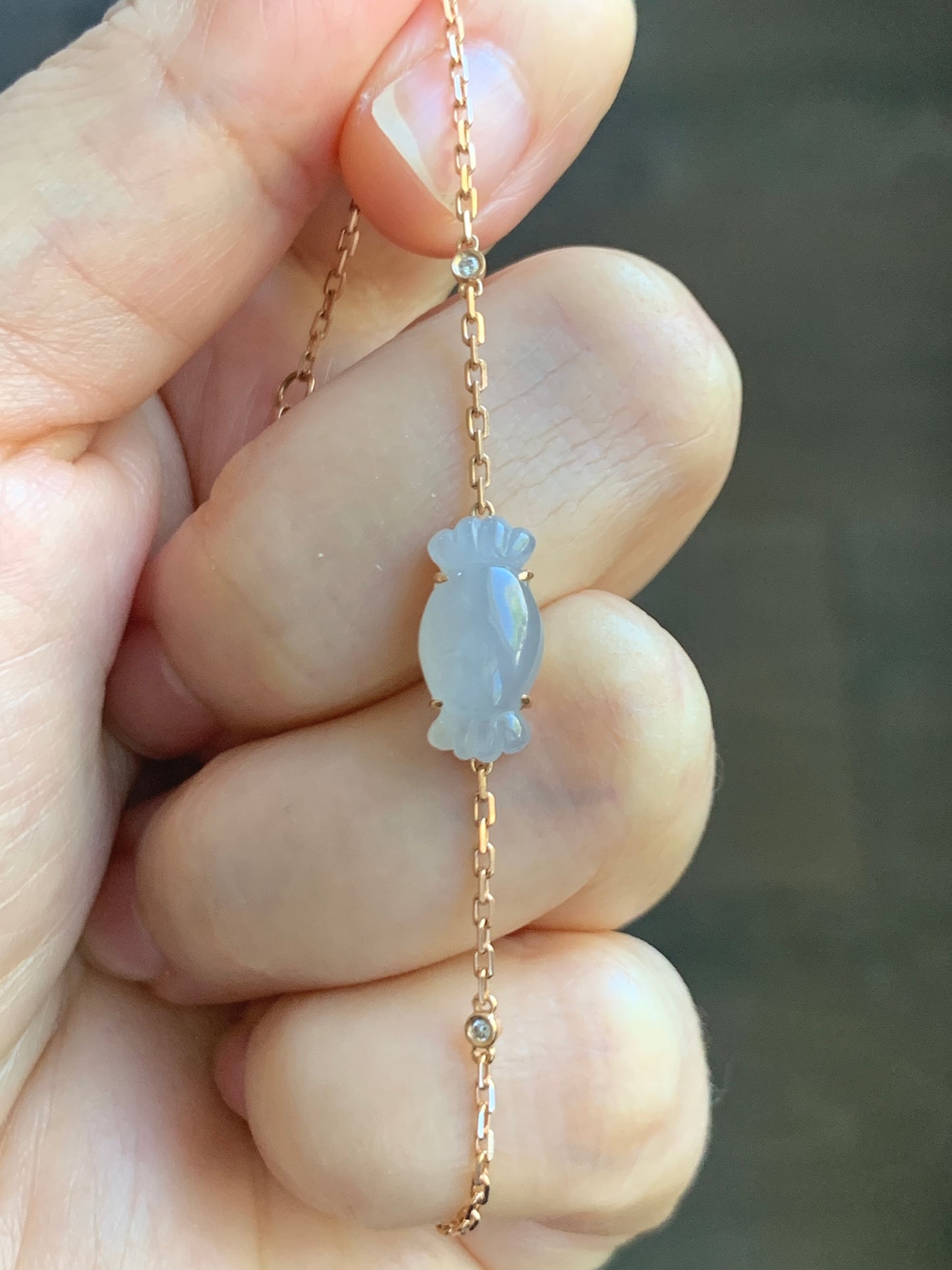 Certified Natural Grade A Icy Translucent Pastel Purple Jade Jadeite Candy Bracelet 18K Rose Gold Diamonds 6.25-7.25" 天然冰胶淡紫翡翠钻石镶嵌手链