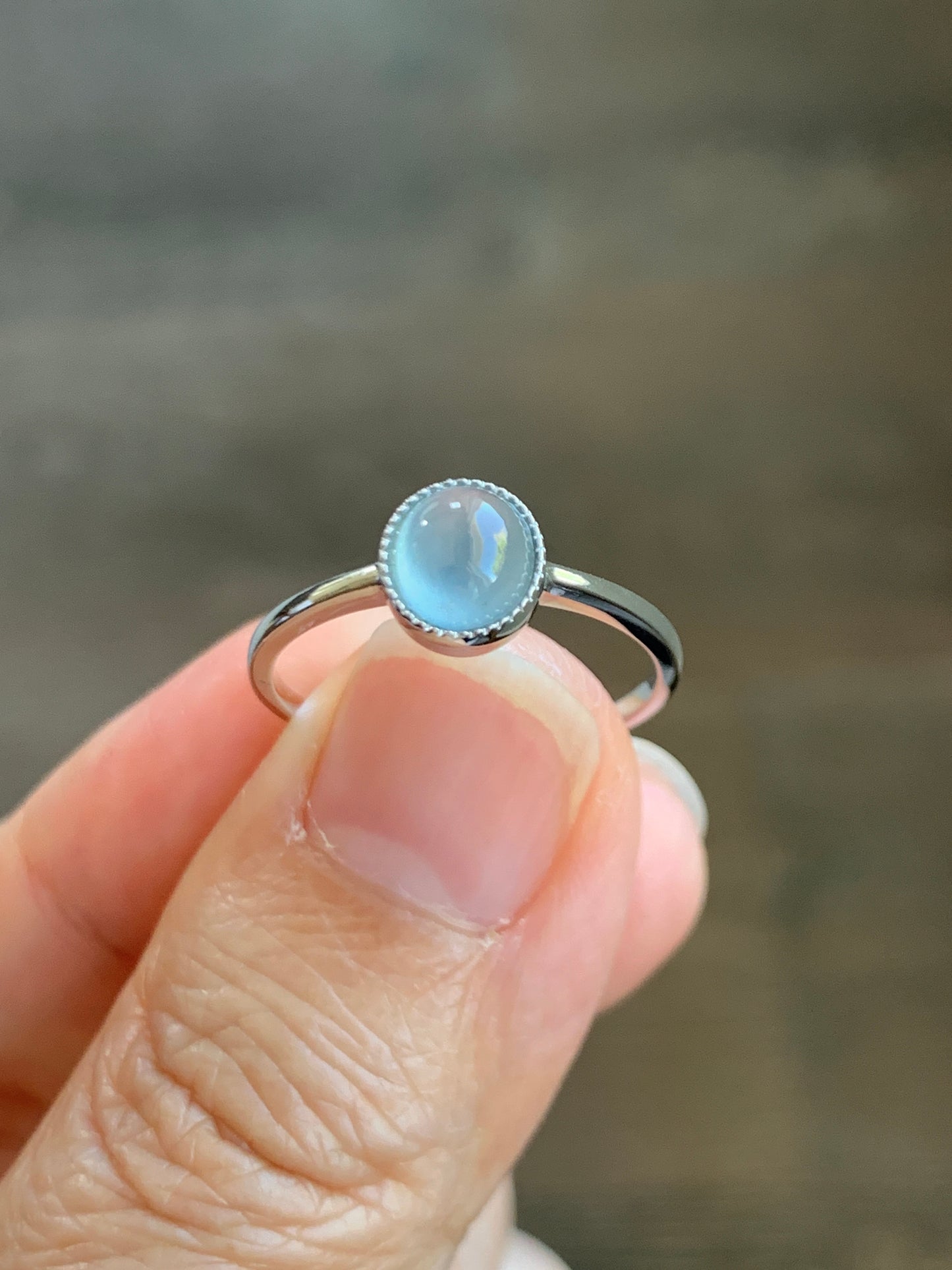 Certified Natural Guatemalan Premium Highly Translucent Icy Blue Jadeite Solitaire Ring 18K White Gold Size 7 天然冰危蓝水起光翡翠镶嵌戒指 1073
