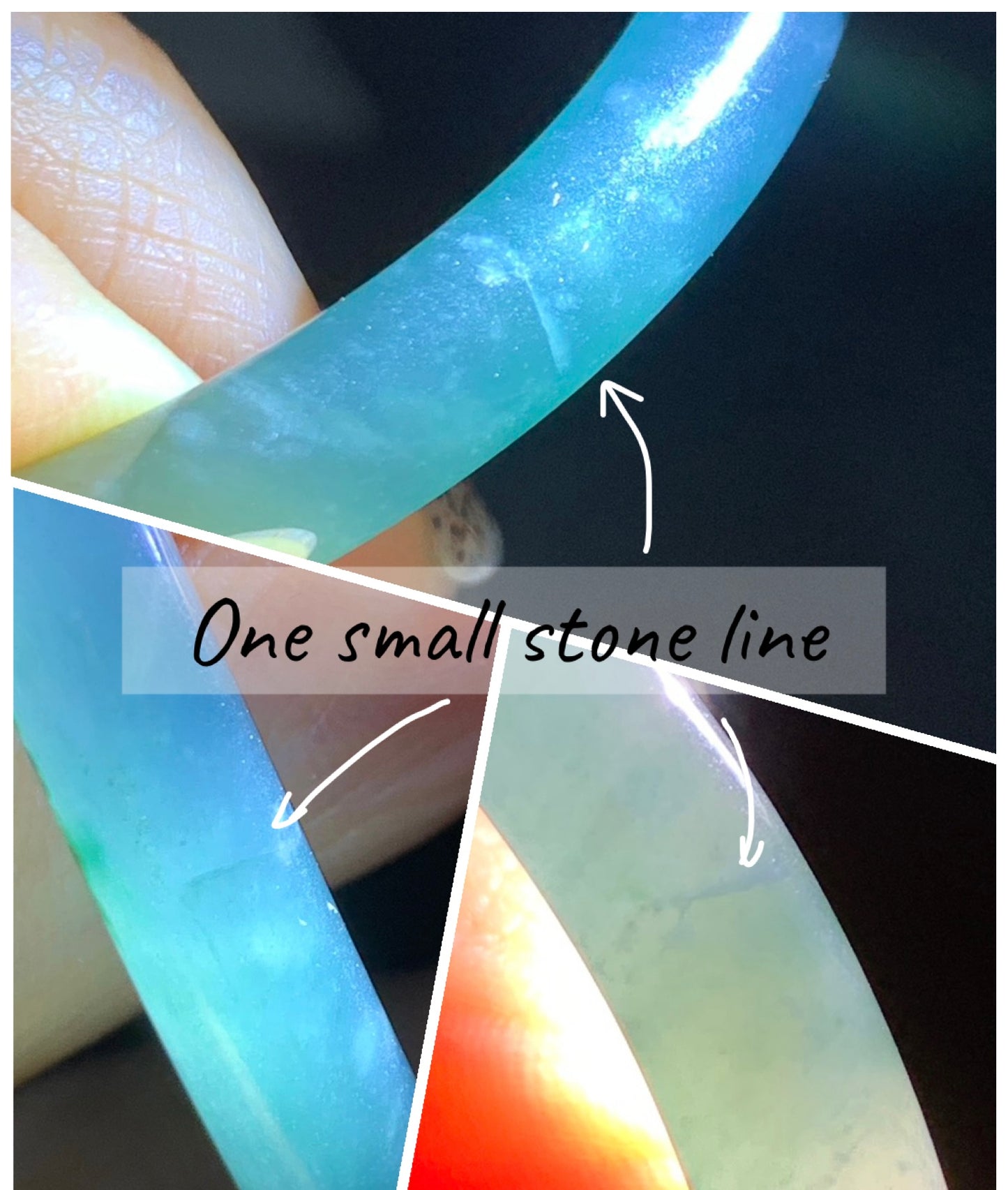 Certified Natural Grade A Guatemalan Icy Highly Translucent Dark Teal Blue Jade Jadeite Slim Bangle 57.42mm 7” 19.75g 天然冰胶危深蓝绿翡翠细圆条手镯 722