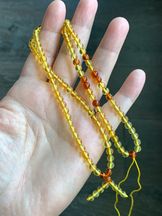 Natural Amber Beads Long Strand Beaded Necklace 4.6mm 7g 21”