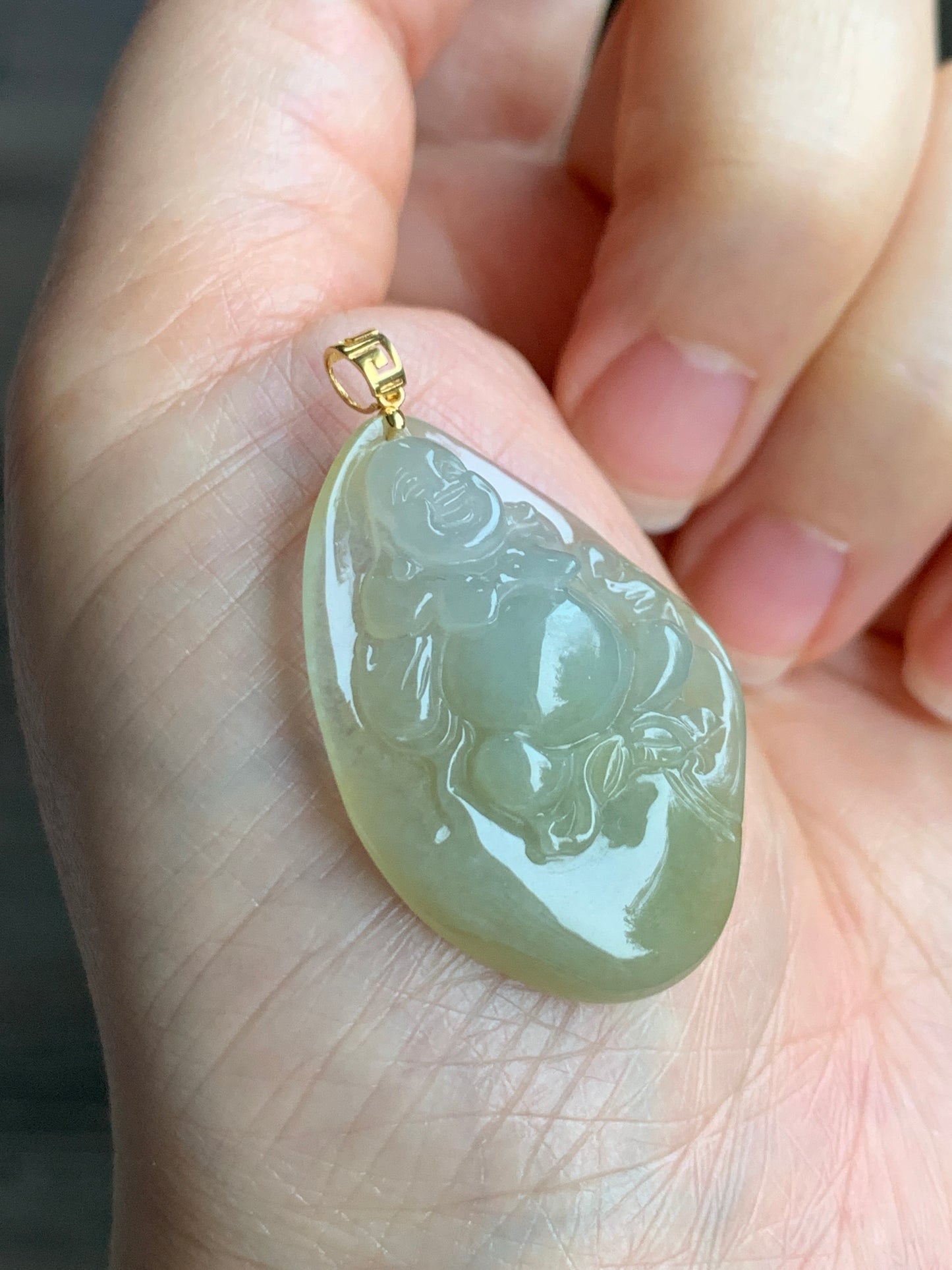 Certified  Icy Premium Natural Yellow Jadeite Buddha Pendant 18K Yellow Gold Bail w/ or w/o Chain 正冰起胶天然黄翡精工佛公吊坠18K