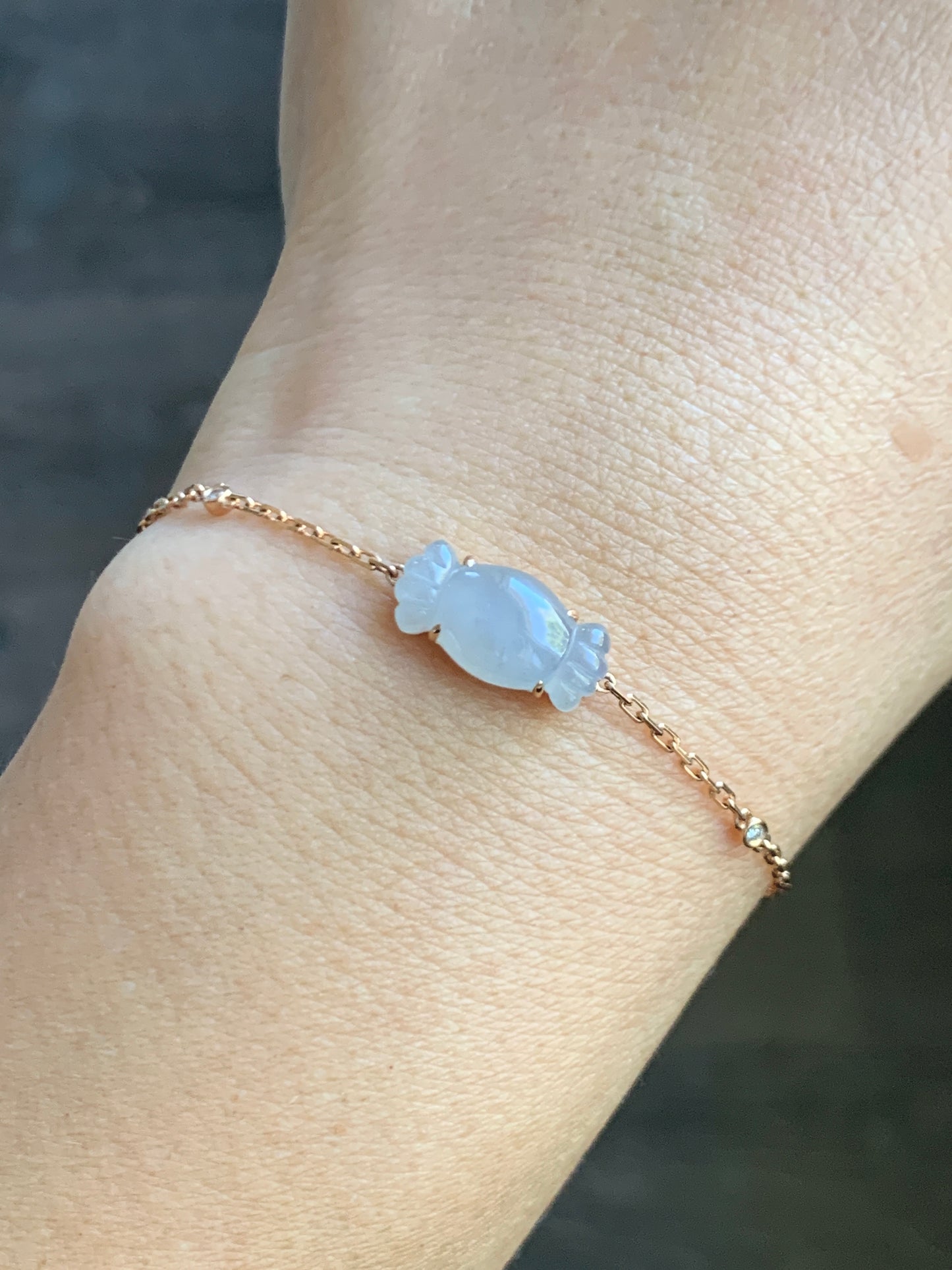 Certified Natural Grade A Icy Translucent Pastel Purple Jade Jadeite Candy Bracelet 18K Rose Gold Diamonds 6.25-7.25" 天然冰胶淡紫翡翠钻石镶嵌手链