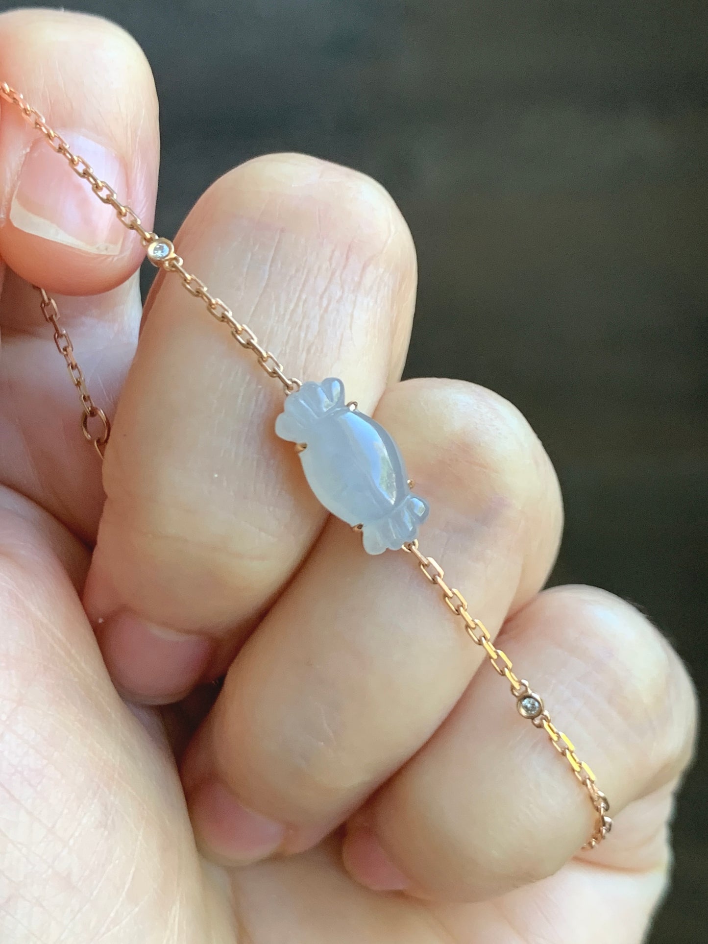 Certified Natural Grade A Icy Translucent Pastel Purple Jade Jadeite Candy Bracelet 18K Rose Gold Diamonds 6.25-7.25" 天然冰胶淡紫翡翠钻石镶嵌手链