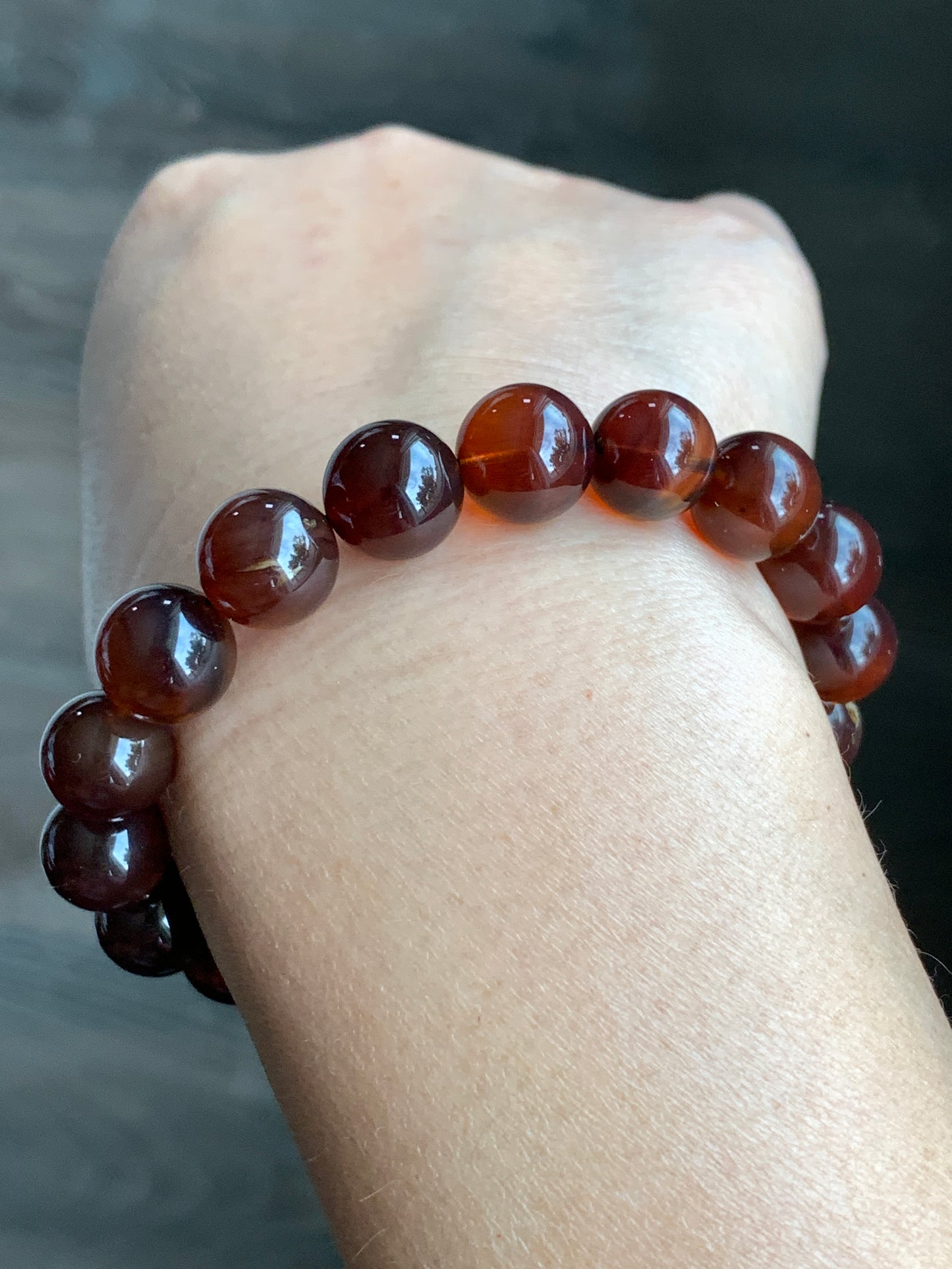 Natural Rare Blue Amber Beaded Bracelet Stretchy 10.5mm 7” 12g MLP230 天然紫杉醇琥珀手串