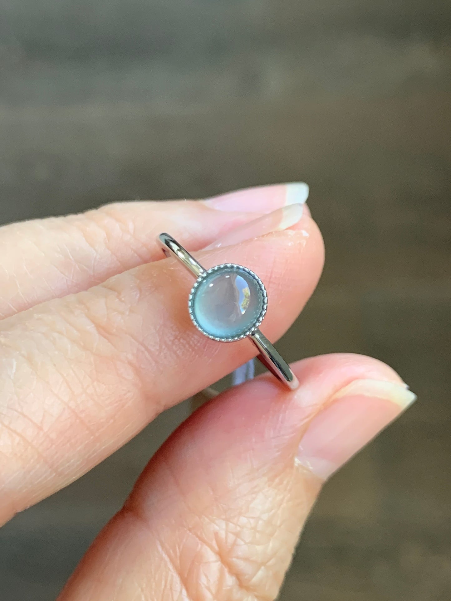 Certified Natural Guatemalan Premium Highly Translucent Icy Blue Jadeite Solitaire Ring 18K White Gold Size 7 天然冰危蓝水起光翡翠镶嵌戒指 1071