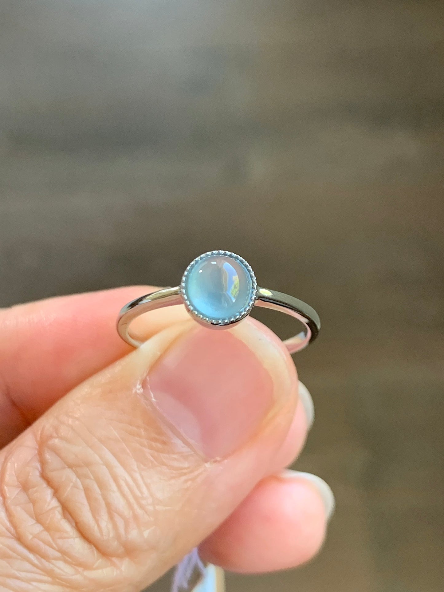 Certified Natural Guatemalan Premium Highly Translucent Icy Blue Jadeite Solitaire Ring 18K White Gold Size 7 天然冰危蓝水起光翡翠镶嵌戒指 1071