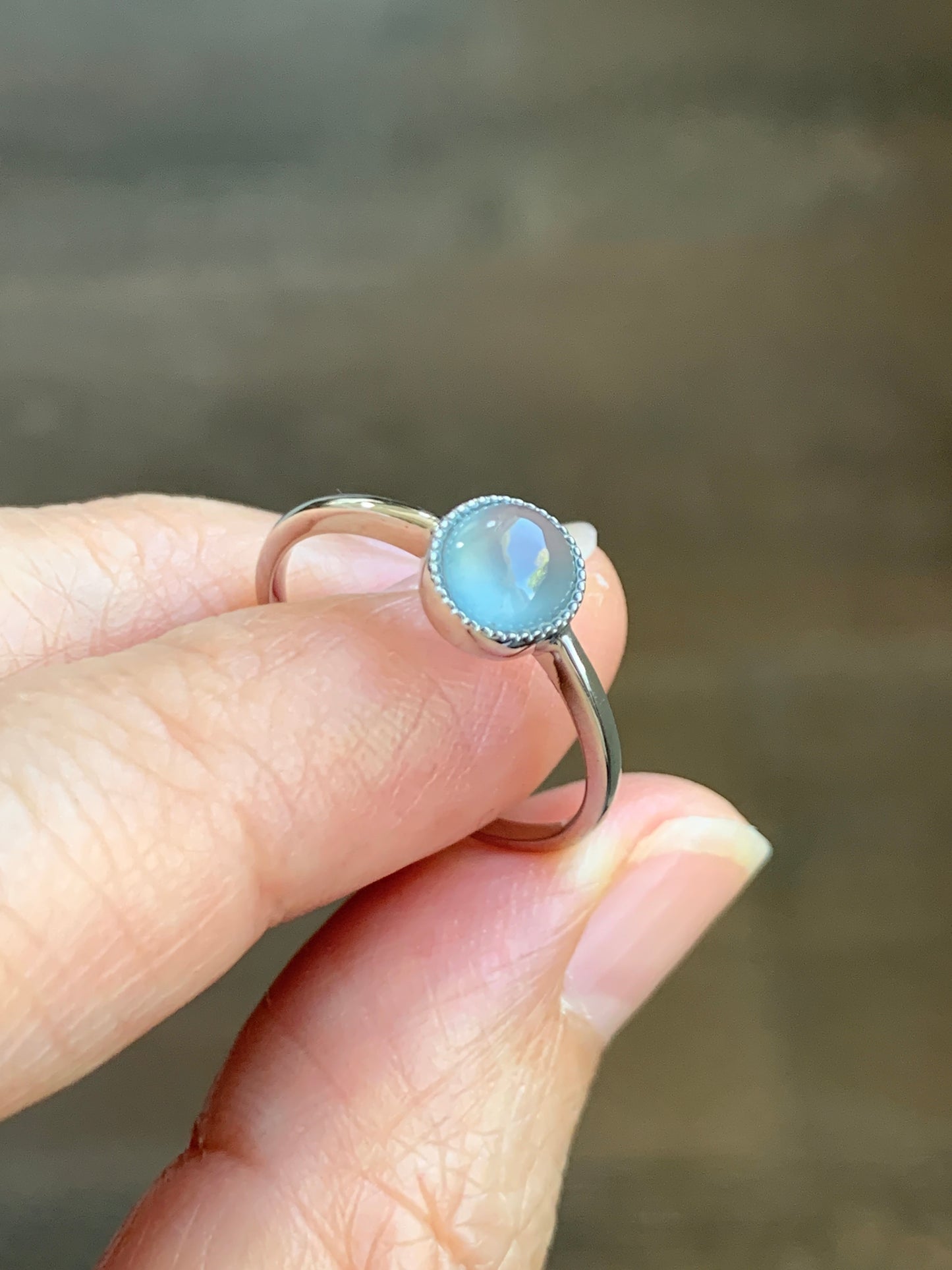 Certified Natural Guatemalan Premium Highly Translucent Icy Blue Jadeite Solitaire Ring 18K White Gold Size 7 天然冰危蓝水起光翡翠镶嵌戒指 1071