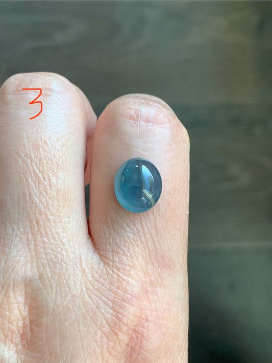 #3 - Natural Grade A Guatemalan Icy Blue Jade Jadeite Oval Cabochon Loose Stone