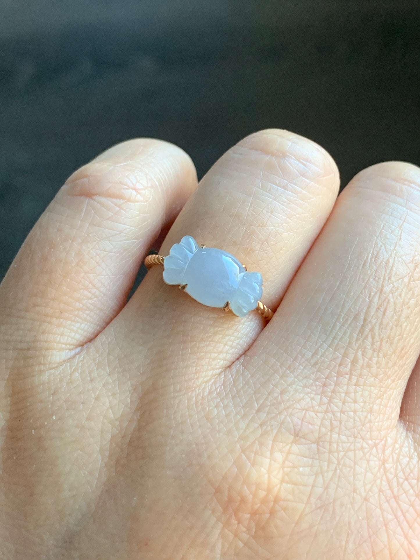Certified Natural Grade A Icy Translucent Gelatinous Light Purple Jadeite Candy Ring 18K Rose Gold Sz 7.5 US 2.29g 天然冰胶淡紫翡翠糖果玫瑰金镶嵌戒指 8458