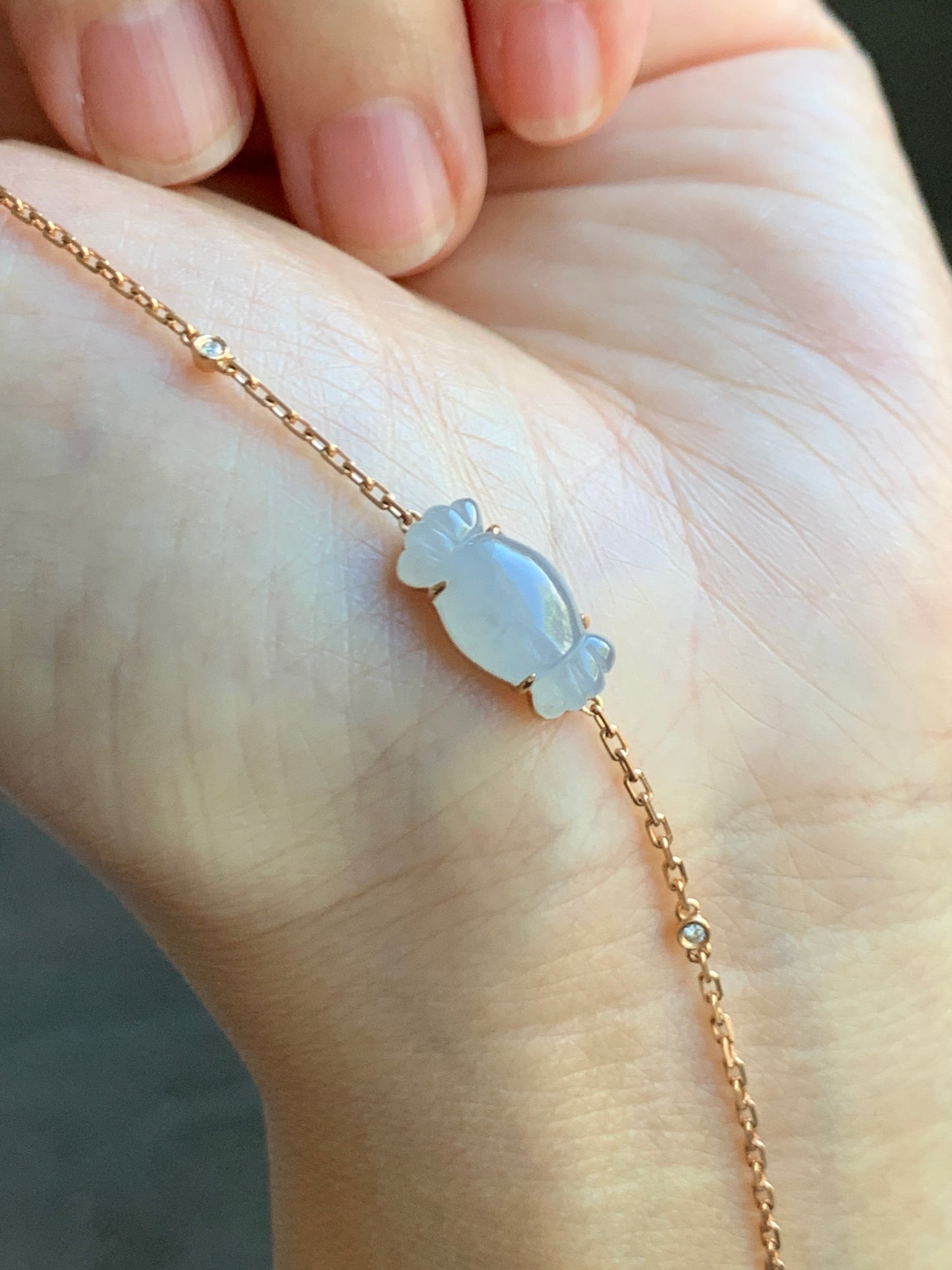 Certified Natural Grade A Icy Translucent Pastel Purple Jade Jadeite Candy Bracelet 18K Rose Gold Diamonds 6.25-7.25" 天然冰胶淡紫翡翠钻石镶嵌手链