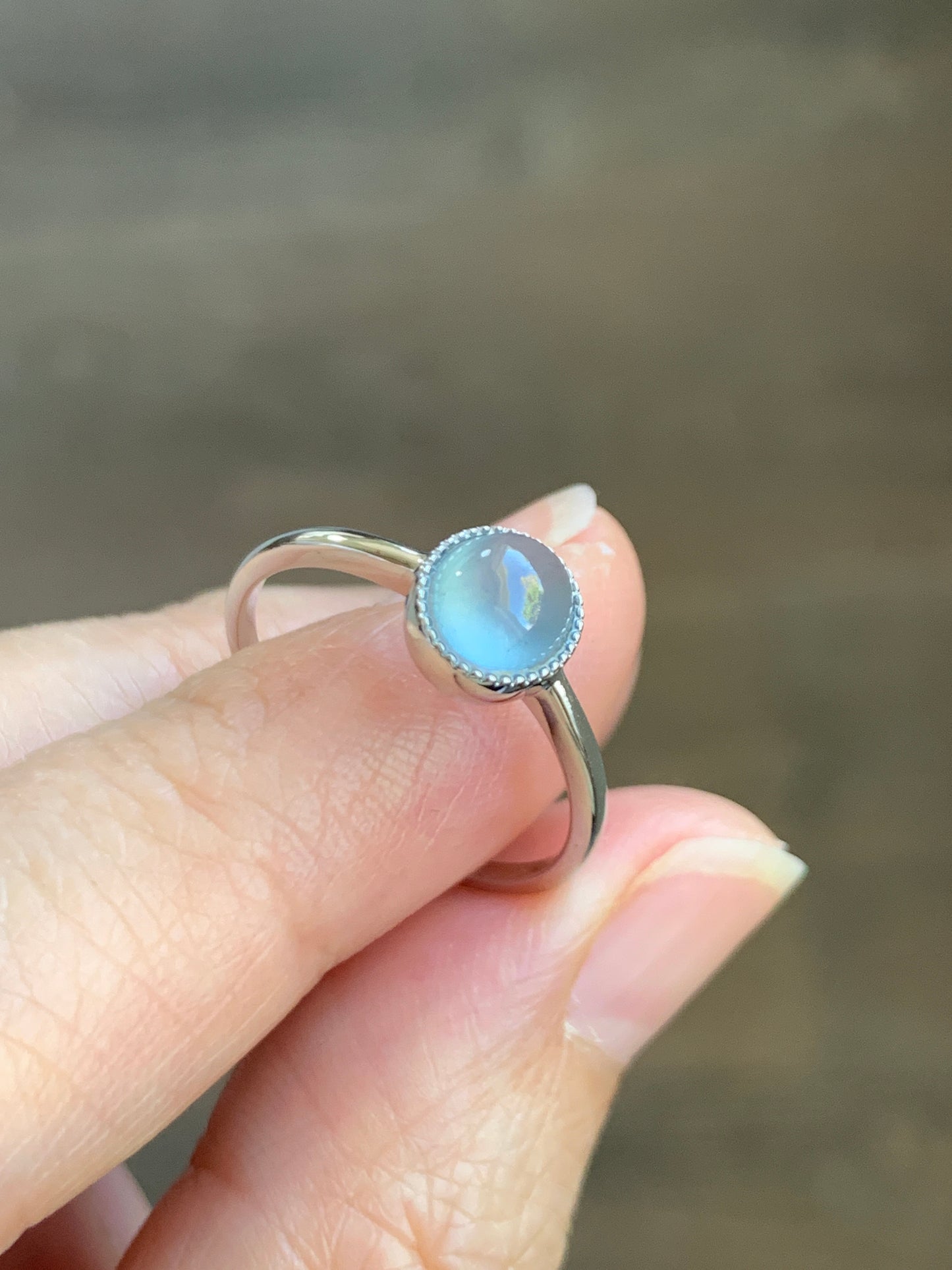 Certified Natural Guatemalan Premium Highly Translucent Icy Blue Jadeite Solitaire Ring 18K White Gold Size 7 天然冰危蓝水起光翡翠镶嵌戒指 1073