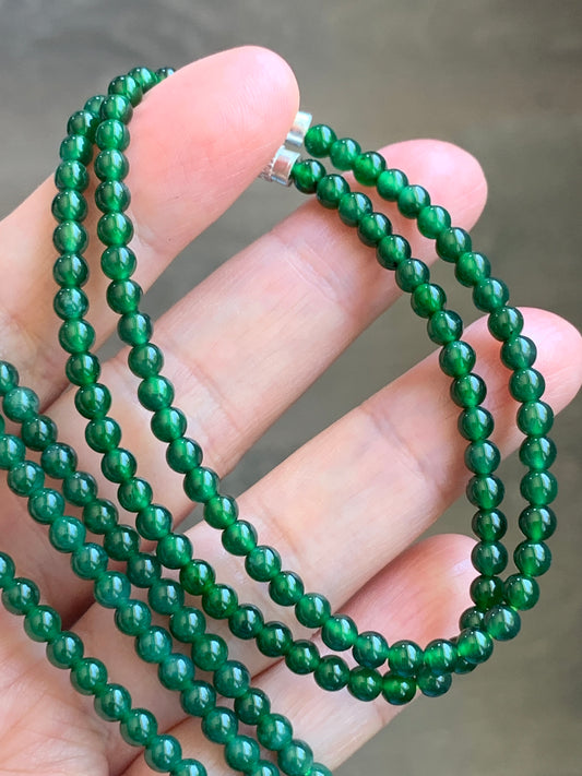 WXL398 - Natural Guatemalan Icy Green Jadeite Beaded Bracelet A Set of 2