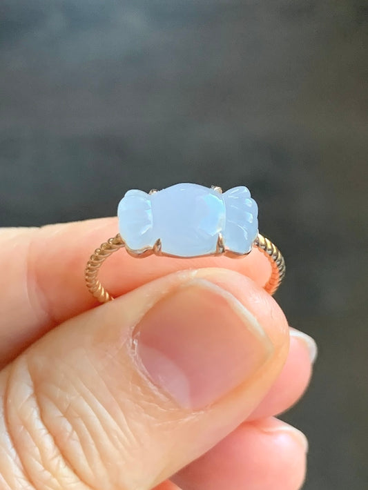 Certified Natural Grade A Icy Translucent Gelatinous Light Purple Jadeite Candy Ring 18K Rose Gold Sz 7.5 US 2.29g 天然冰胶淡紫翡翠糖果玫瑰金镶嵌戒指 8458