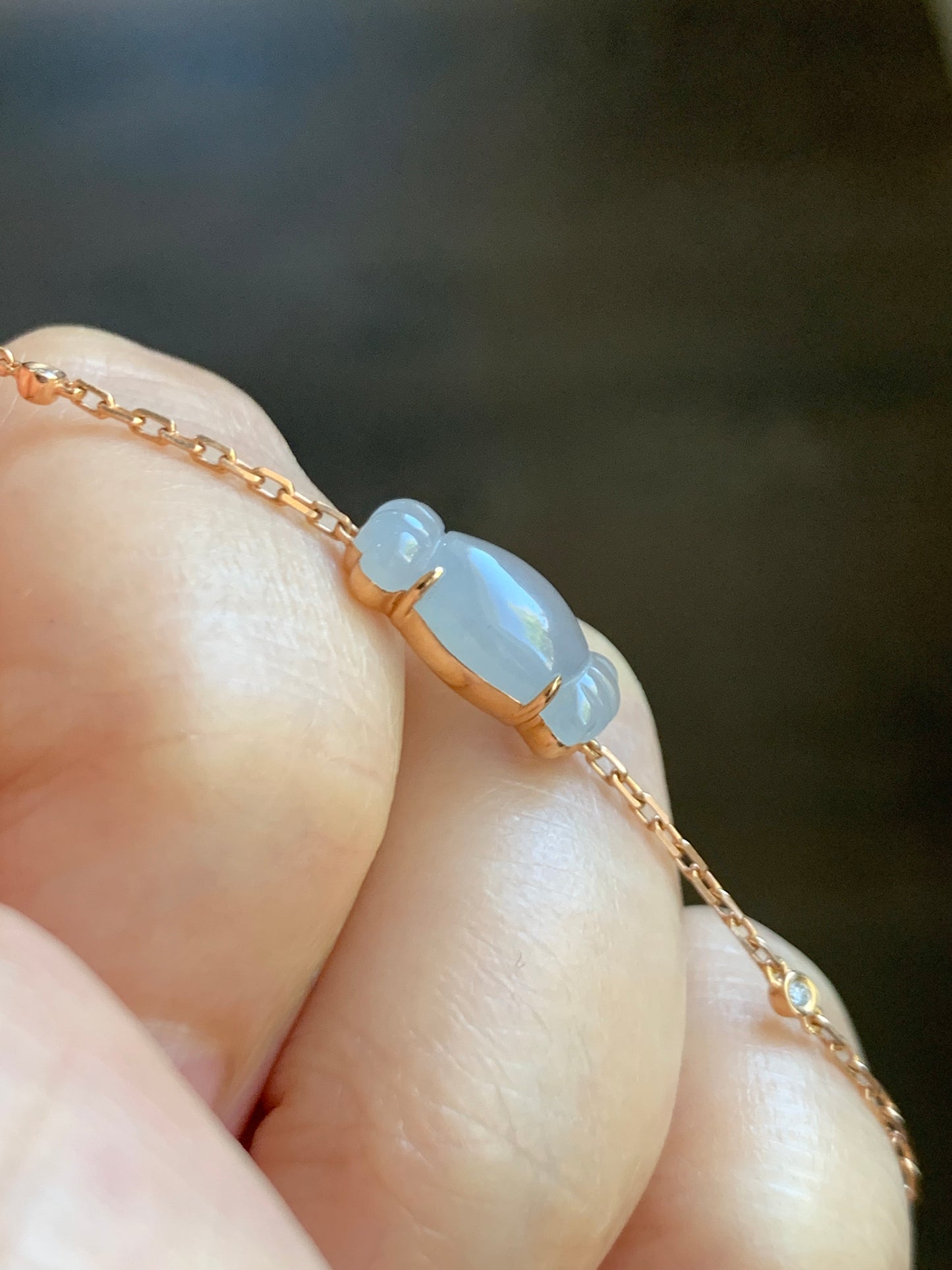 Certified Natural Grade A Icy Translucent Pastel Purple Jade Jadeite Candy Bracelet 18K Rose Gold Diamonds 6.25-7.25" 天然冰胶淡紫翡翠钻石镶嵌手链