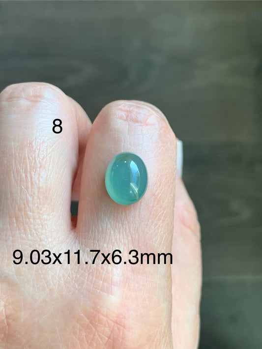 #8 - Natural Grade A Guatemalan Icy Light Green Jadeite Oval Cabochon Loose Stone
