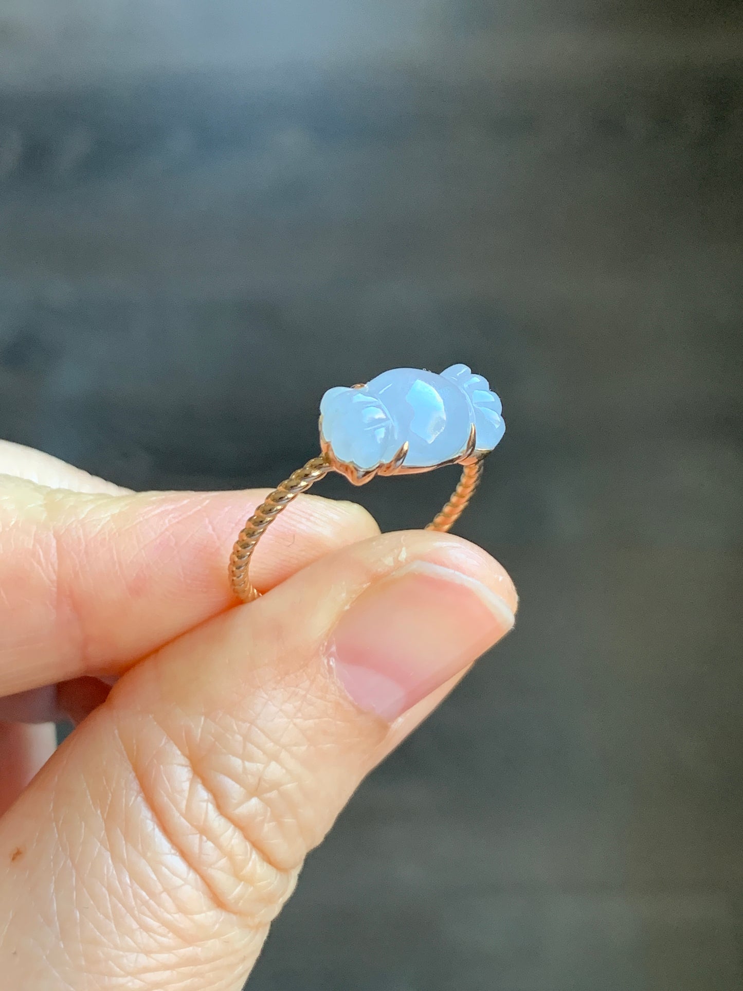 Certified Natural Grade A Icy Translucent Gelatinous Light Purple Jadeite Candy Ring 18K Rose Gold Sz 7.5 US 2.29g 天然冰胶淡紫翡翠糖果玫瑰金镶嵌戒指 8458