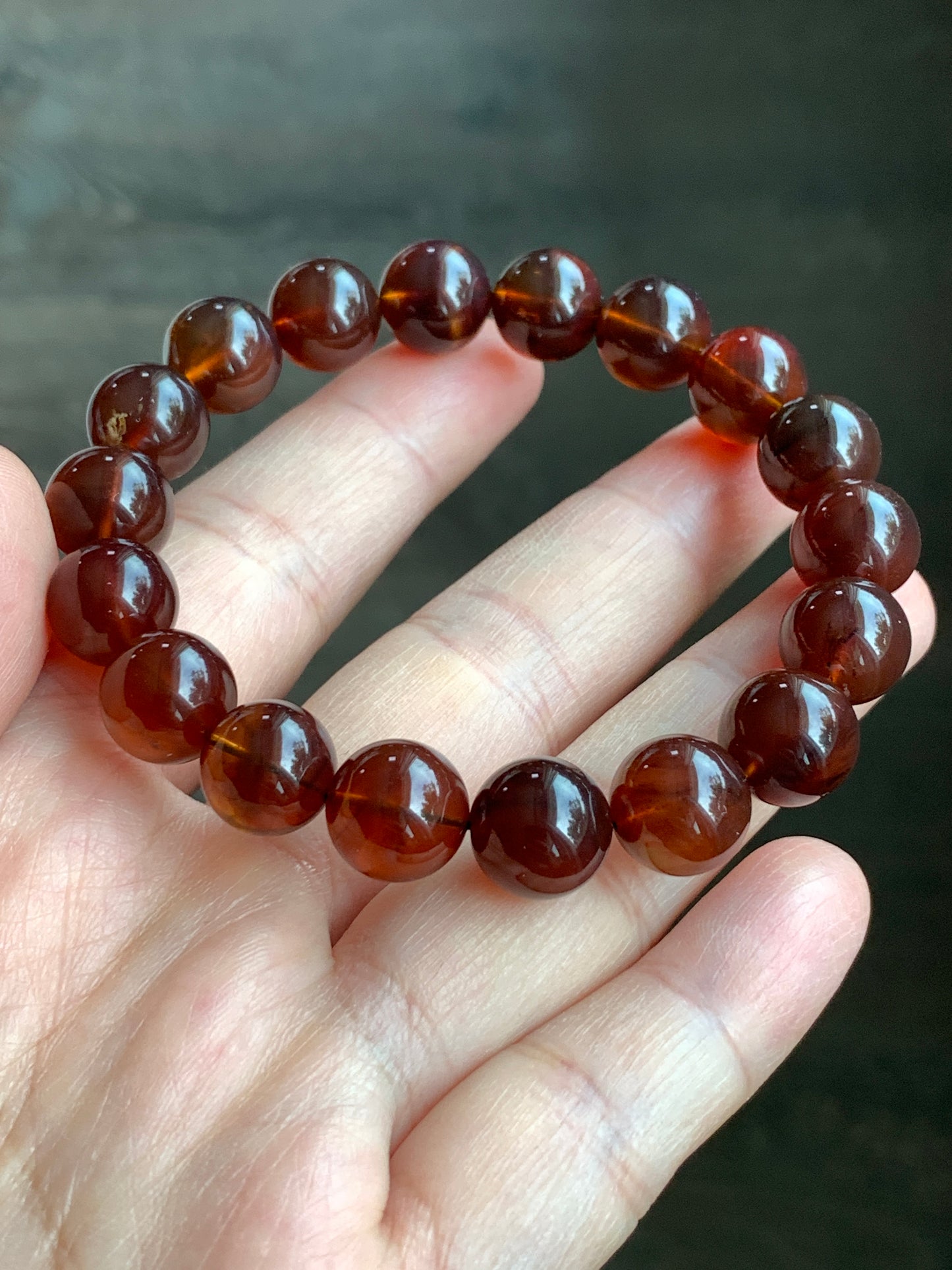 Natural Rare Blue Amber Beaded Bracelet Stretchy 10.5mm 7” 12g MLP230 天然紫杉醇琥珀手串