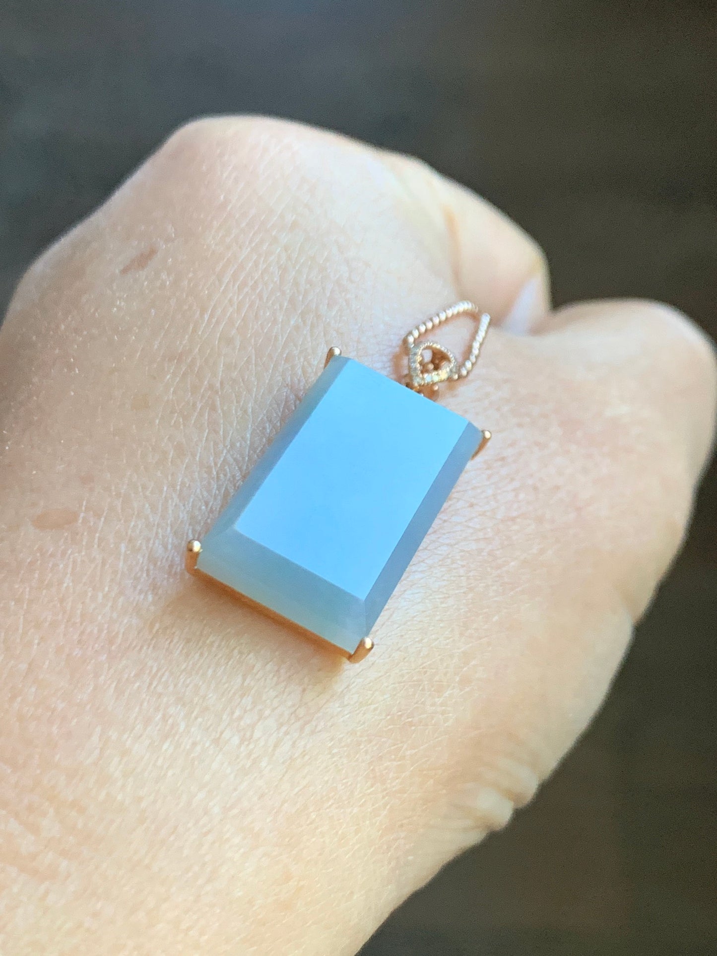 Certified Natural Grade A Pastel Purple Green Marbled Jade Jadeite Wu Shi Pai Pendant 18K Rose Gold Diamonds 5.5g 天然翡翠冰紫飘绿花钻石无事牌镶嵌吊坠 3157