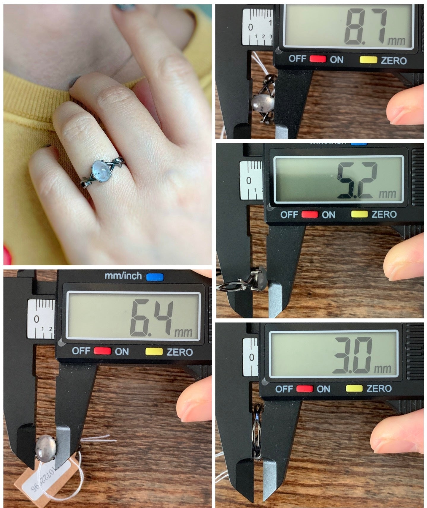 Certified Natural Grade A Premium Icy Transparent Wuji Marbled Jadeite Oval Solitaire Ring 18K Black Gold Diamonds Size 6.75 US 天然起光冰乌鸡翡翠黑金钻石戒指
