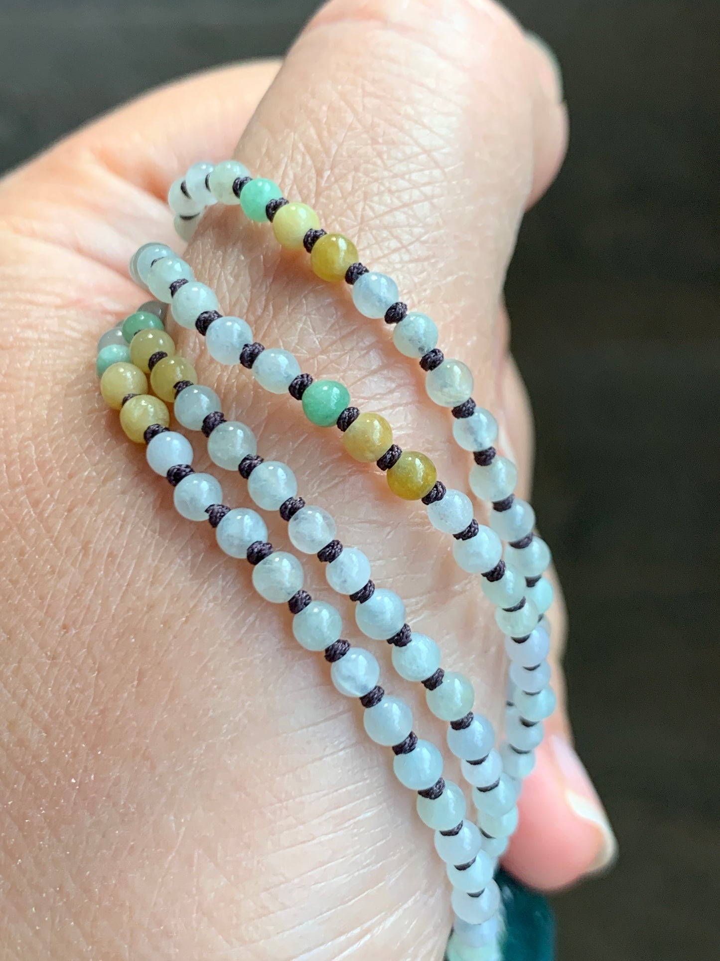 Natural Grade A Guatemalan Icy Translucent Dark Teal Blue Jade Jadeite Carved Labubu Pendant Beaded Necklace 23.5” 天然冰危深蓝绿翡翠吊坠 LBB138