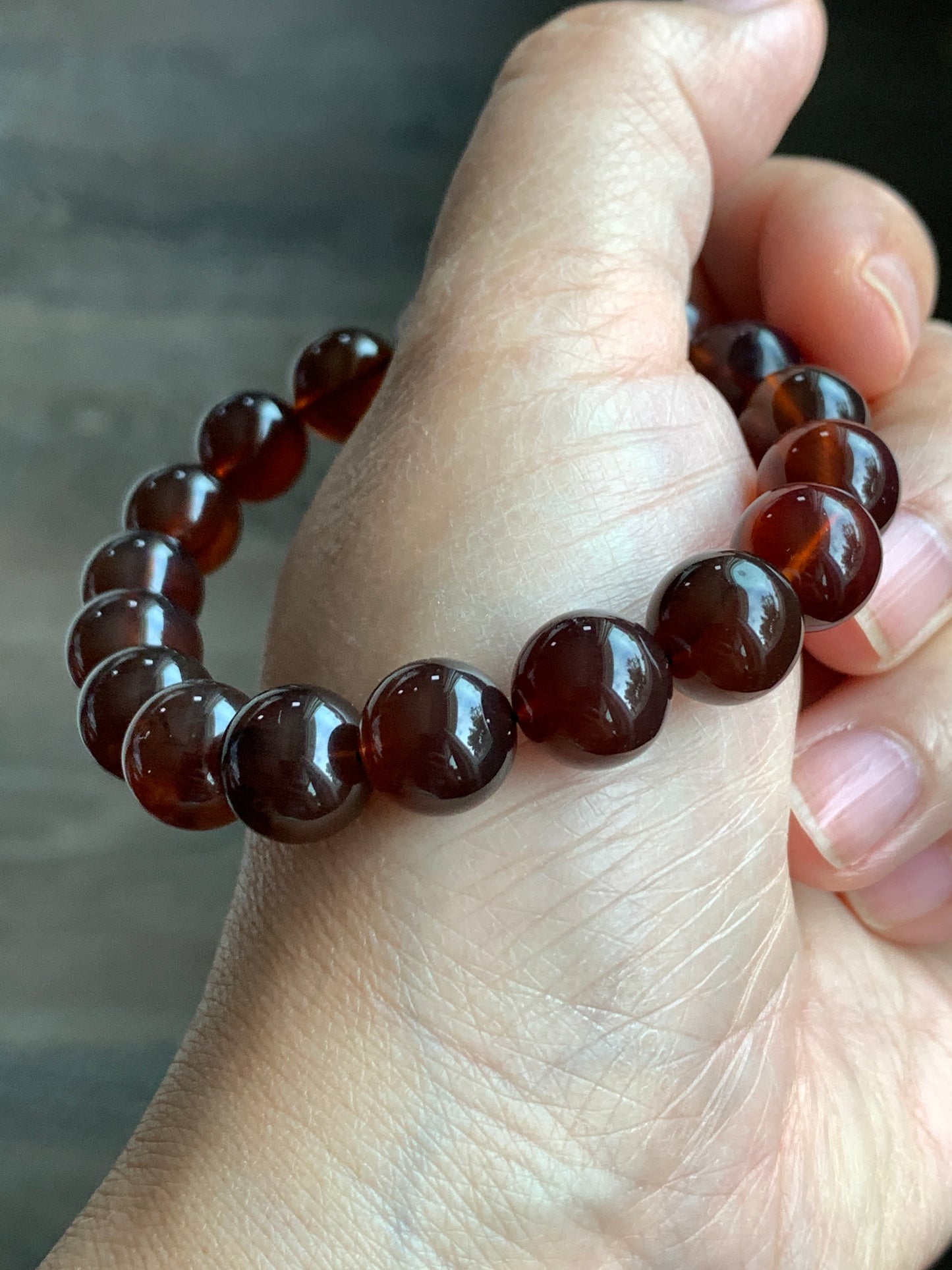 Natural Rare Blue Amber Beaded Bracelet Stretchy 10.5mm 7” 12g MLP230 天然紫杉醇琥珀手串