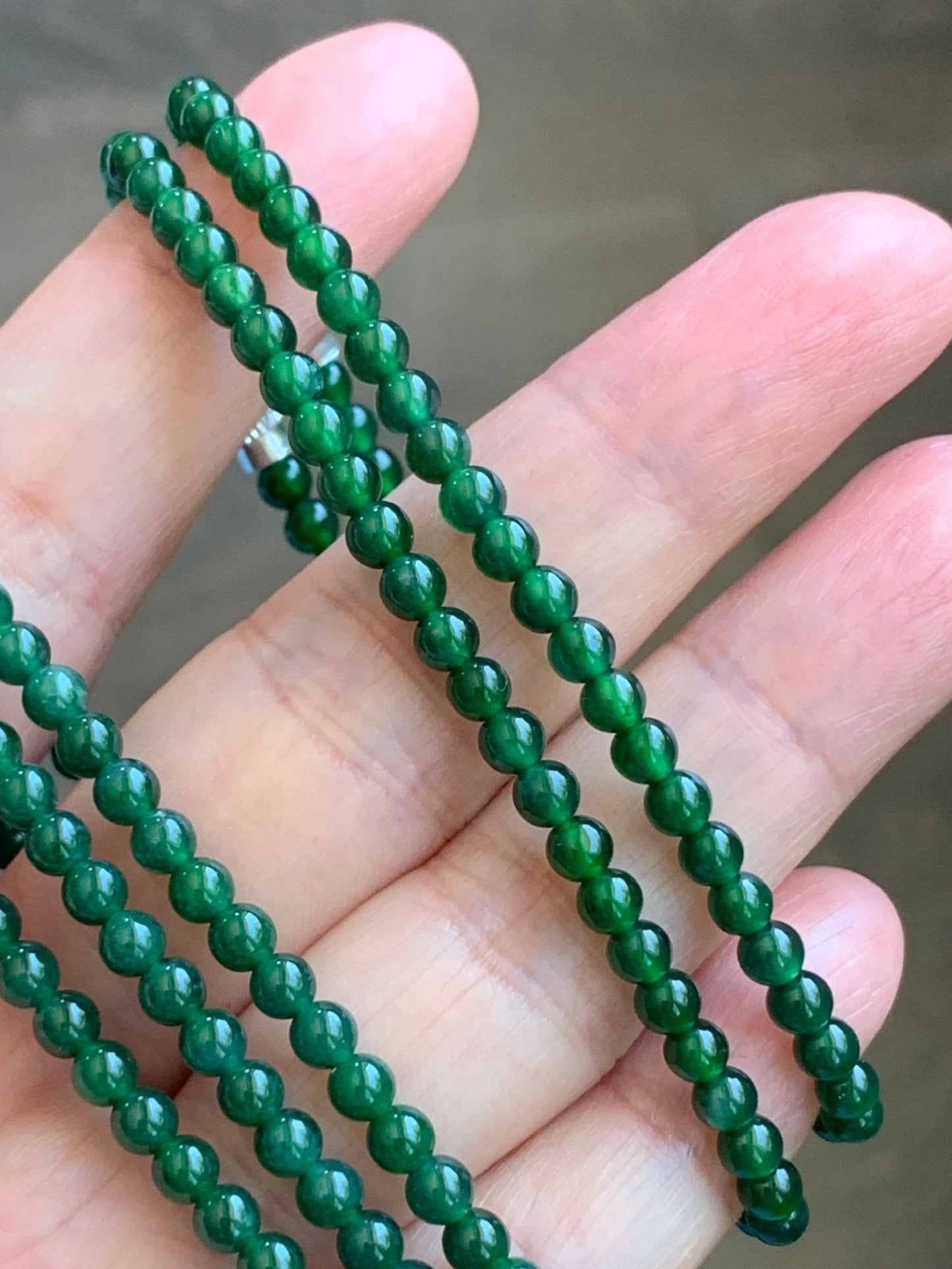WXL398 - Natural Guatemalan Icy Green Jadeite Beaded Bracelet A Set of 2