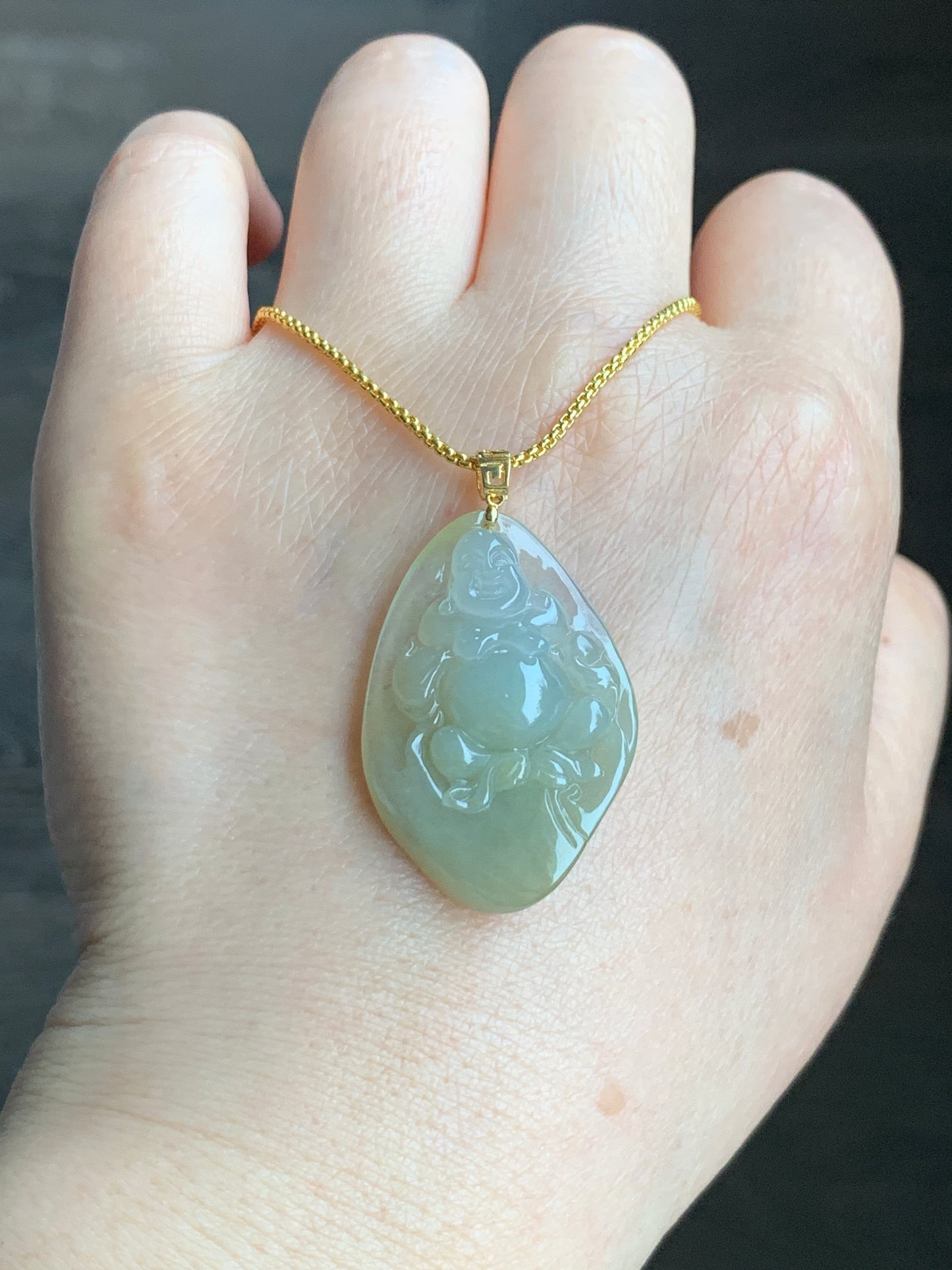 Certified  Icy Premium Natural Yellow Jadeite Buddha Pendant 18K Yellow Gold Bail w/ or w/o Chain 正冰起胶天然黄翡精工佛公吊坠18K
