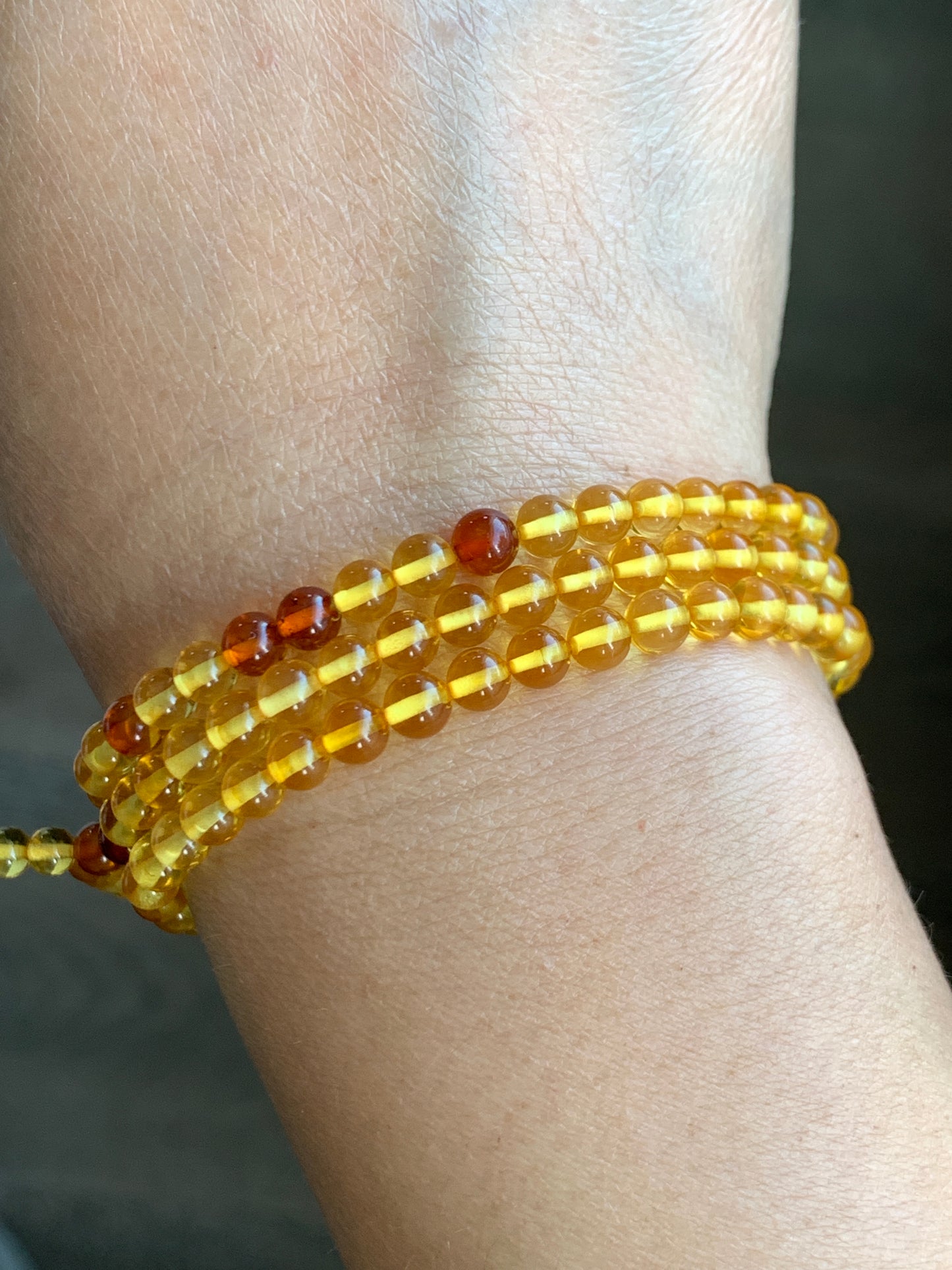 Natural Amber Beads Long Strand Beaded Necklace 4.6mm 7g 21”